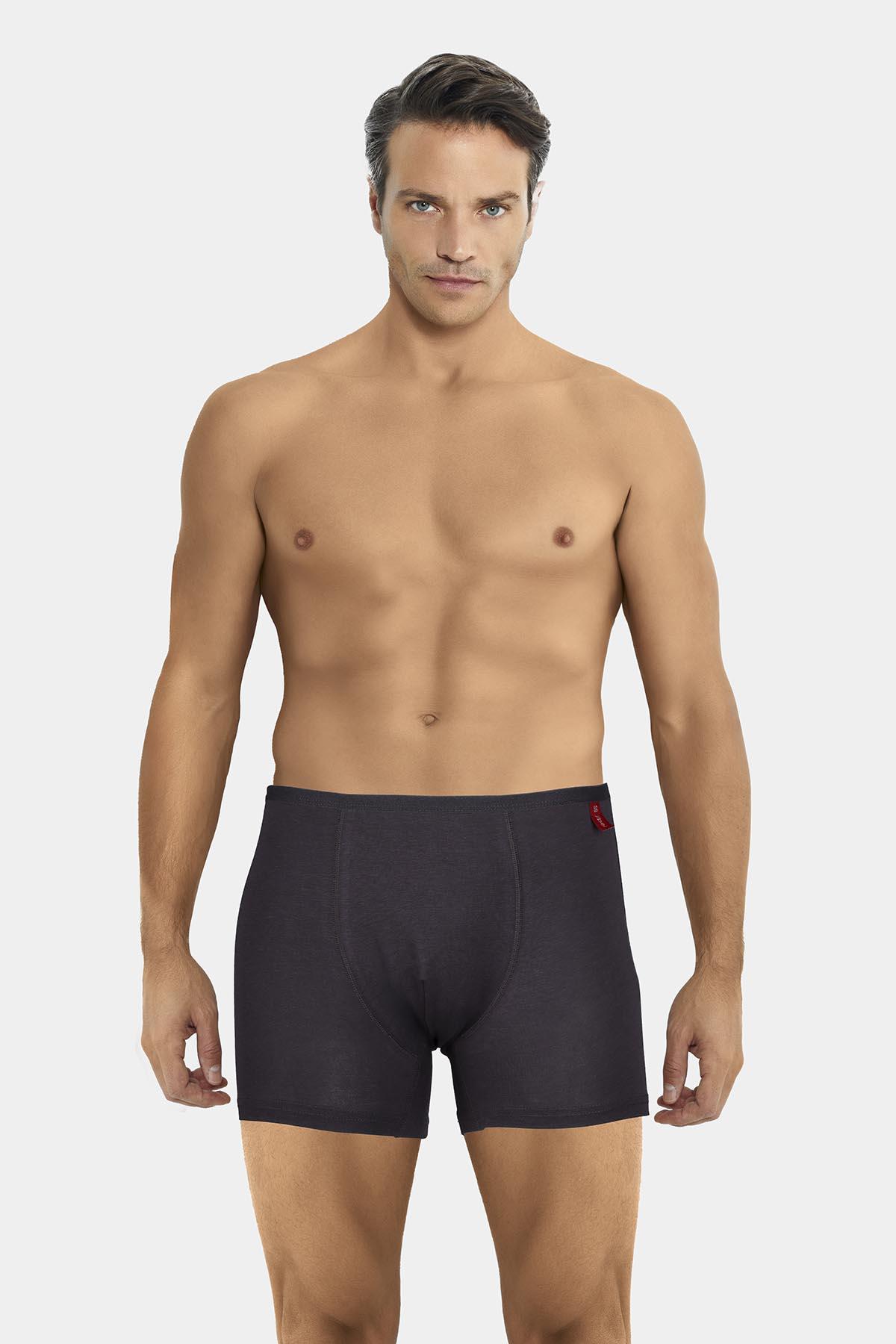 Erkek İnce Lastikli Penye Modal Füme Boxer 286