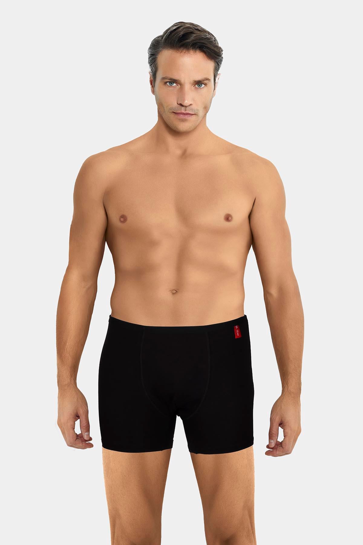 Erkek İnce Latikli Penye Modal Boxer 286 SİYAH  JBR286.0000001
