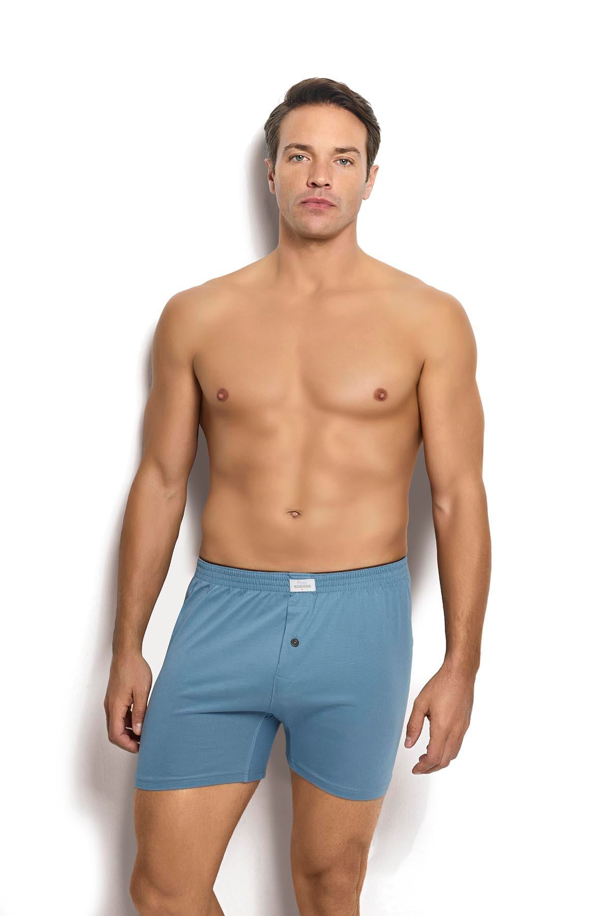 Erkek İndigo Havlu Kemer Pamuklu 6'lı Boxer 127