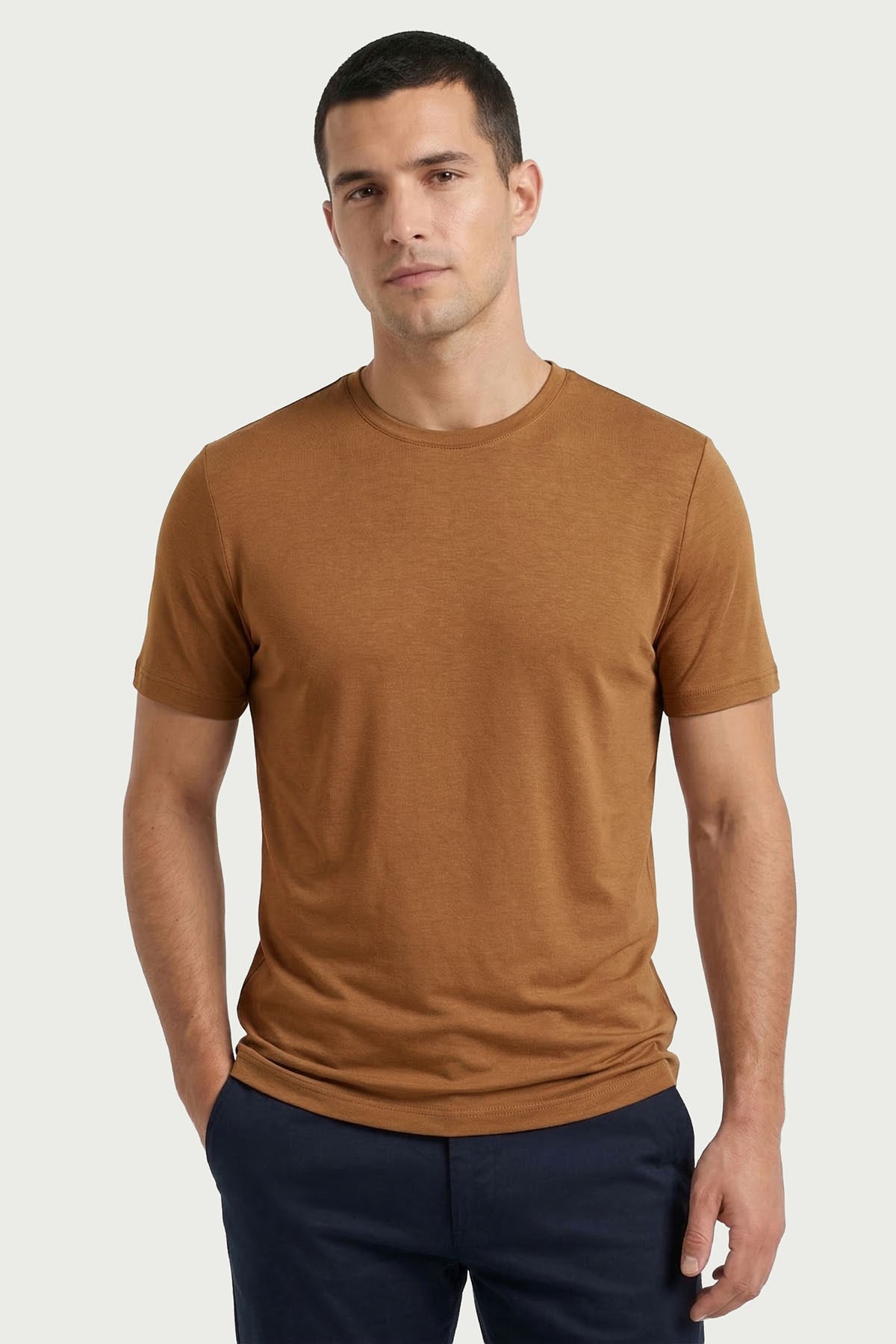 Erkek Kahverengi Bambu T-Shirt