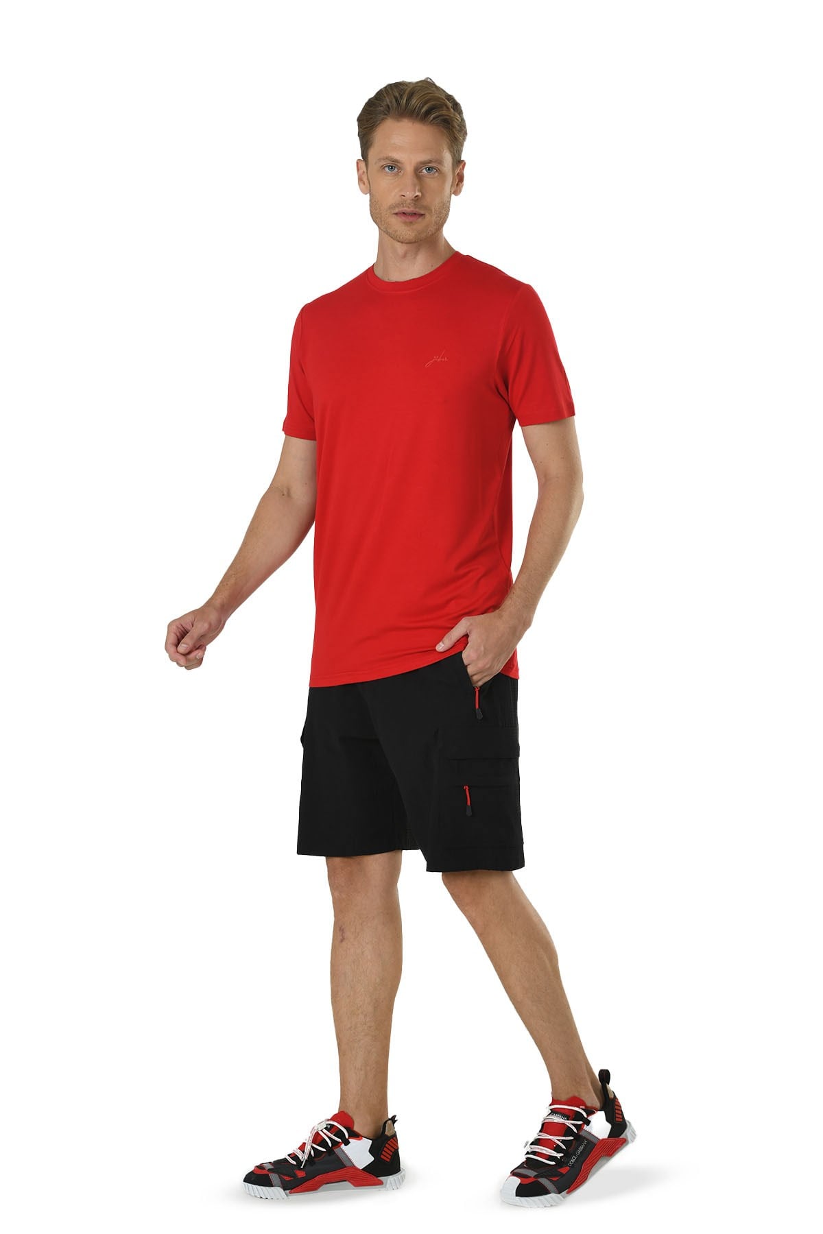 Erkek Kırmızı Viskon Dokuma Pijama Takımı 15115