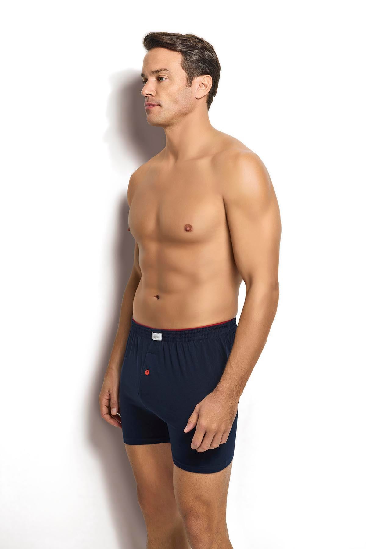 Erkek Lacivert Havlu Kemer Pamuklu Boxer 127