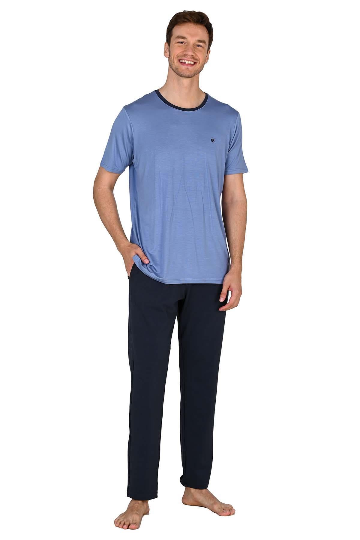 Erkek Modal Mavi Pijama Takımı 15203