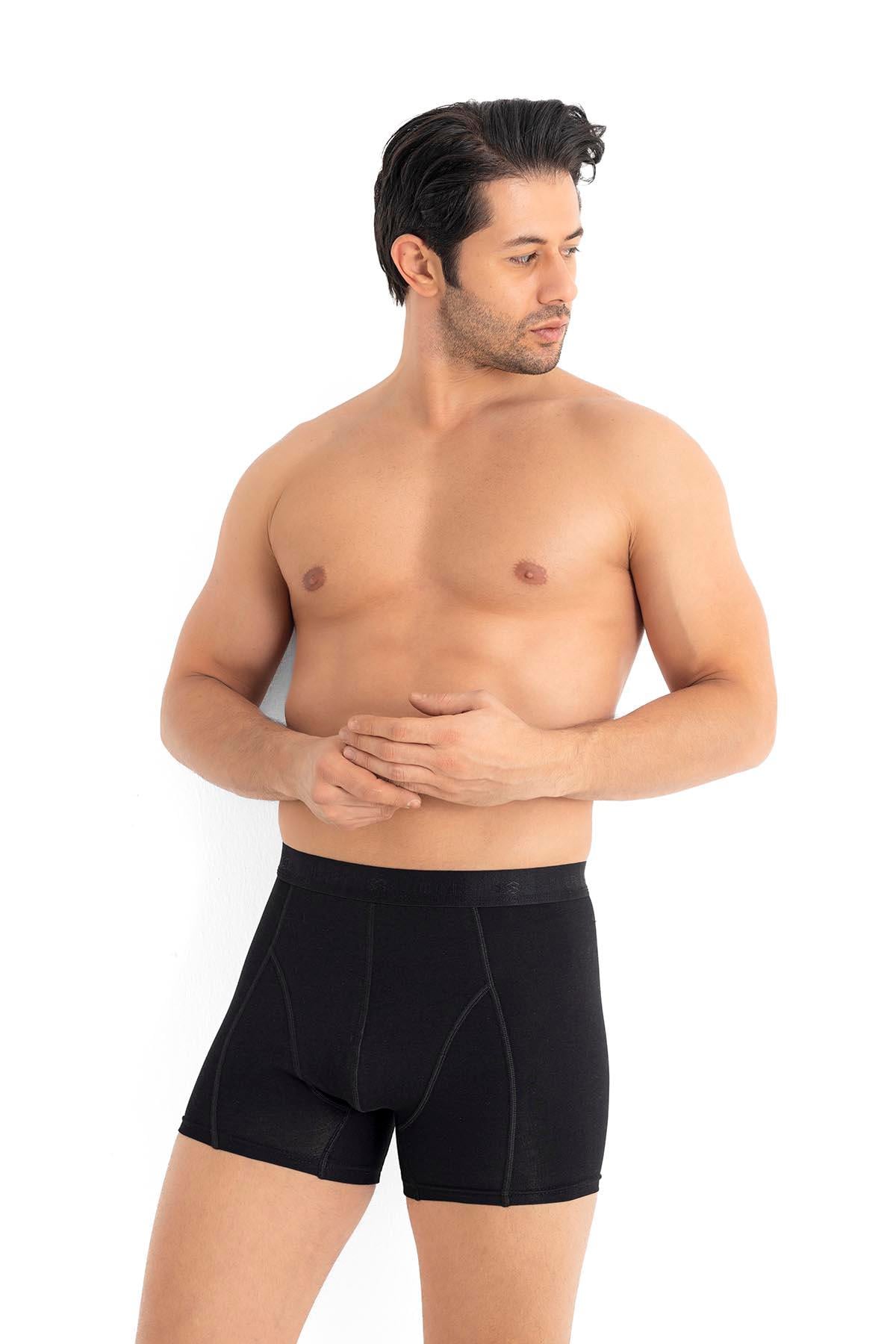 Erkek Modal Pamuklu 3'lü Siyah Boxer 289