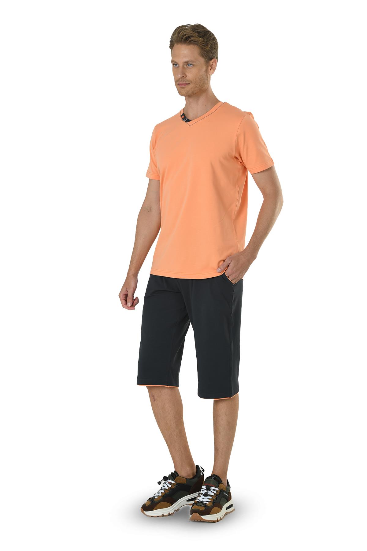 Erkek Turuncu Yarım Kol Şortlu Takım 15125