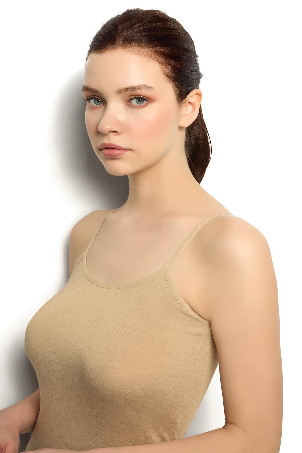 Kadın 6'lı Ten Bambu İp Askılı Atlet 668