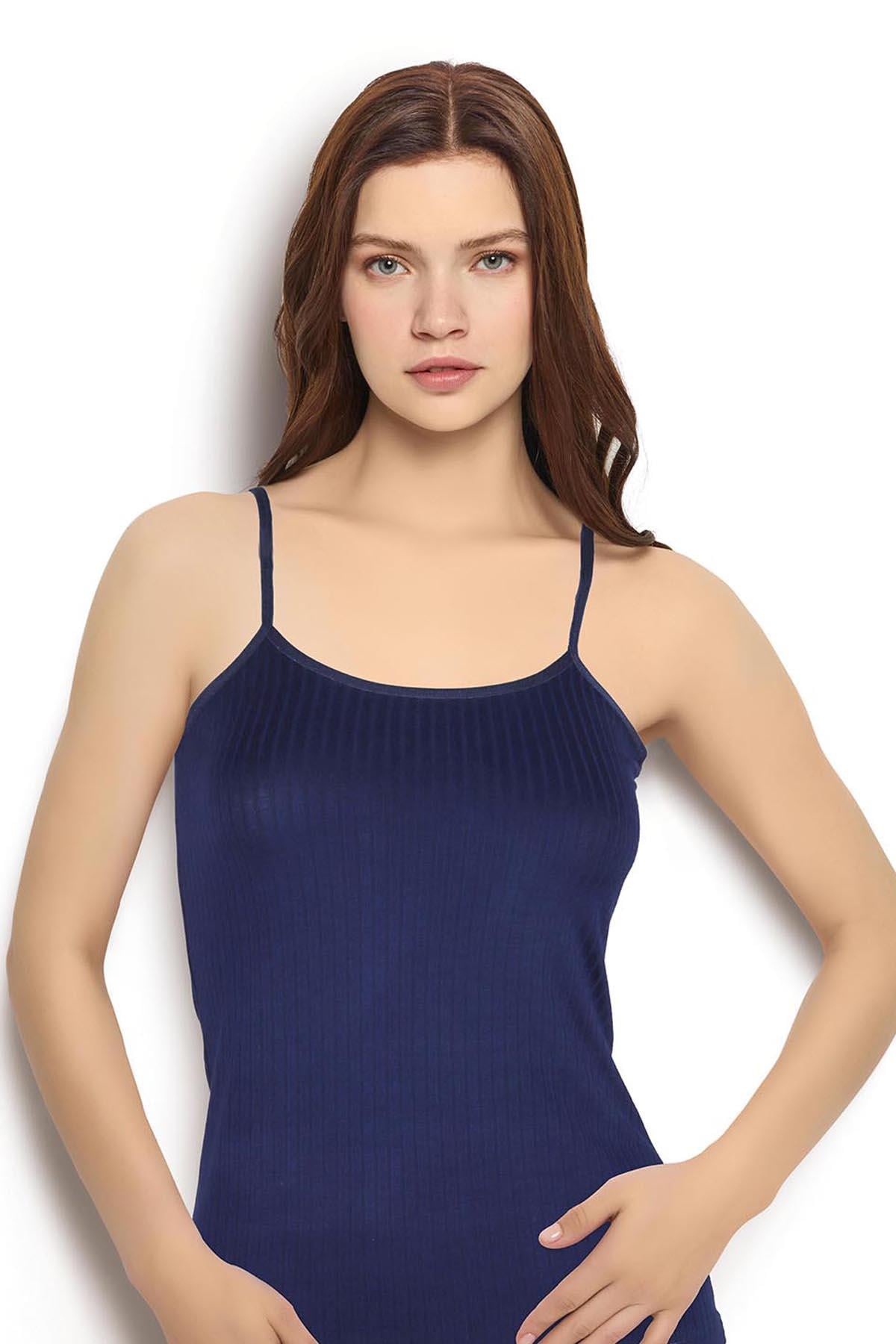 Kadın Bambu Kaşkorse İp Asklılı Atlet 647 Lacivert  JBR647.0000001