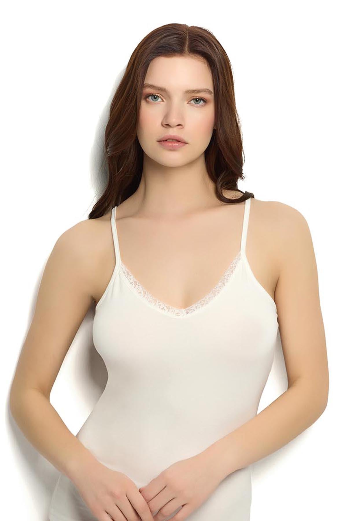 Kadın Ekru Modal İp Askılı Atlet 615