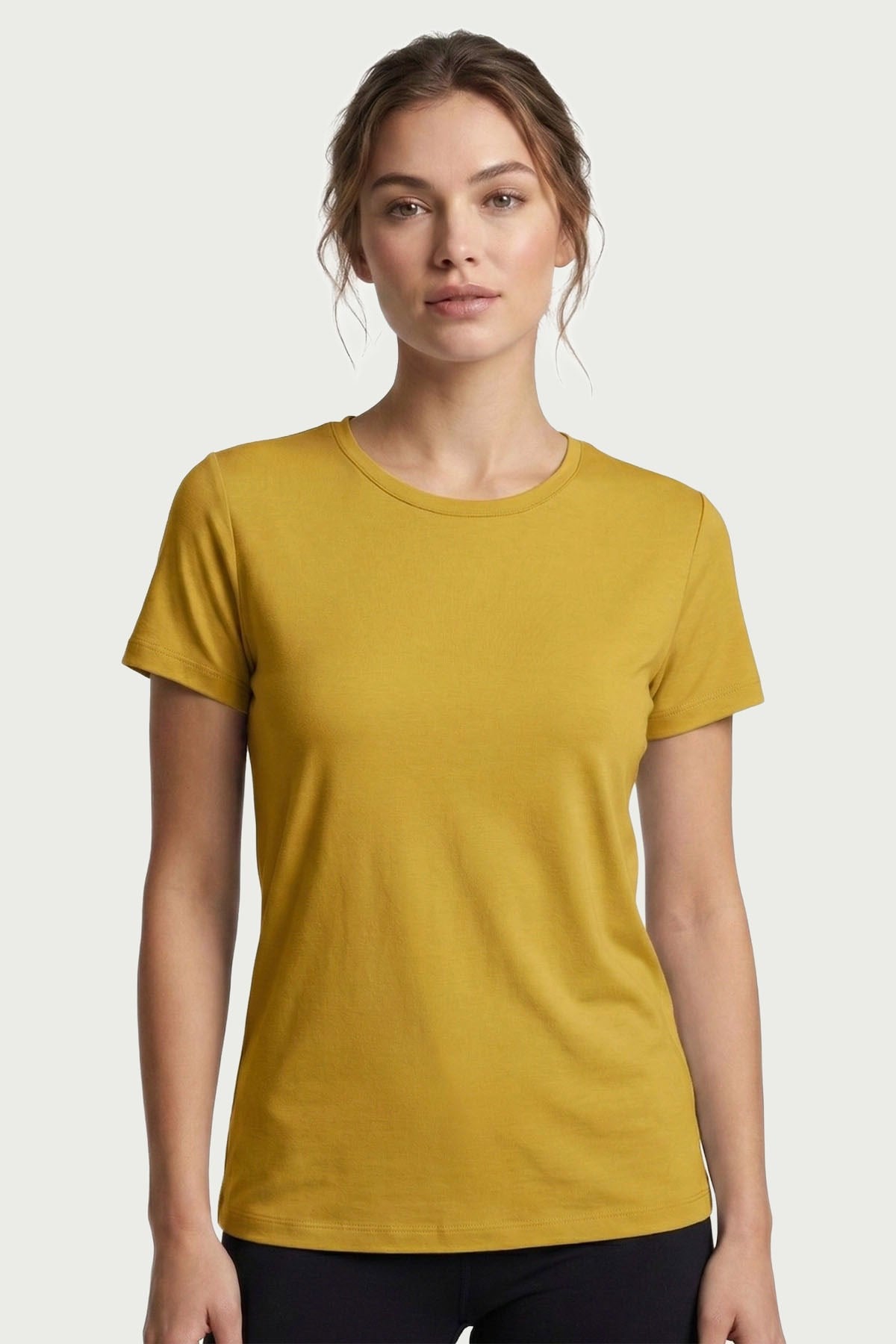 Kadın Hardal Bambu T-Shirt 500