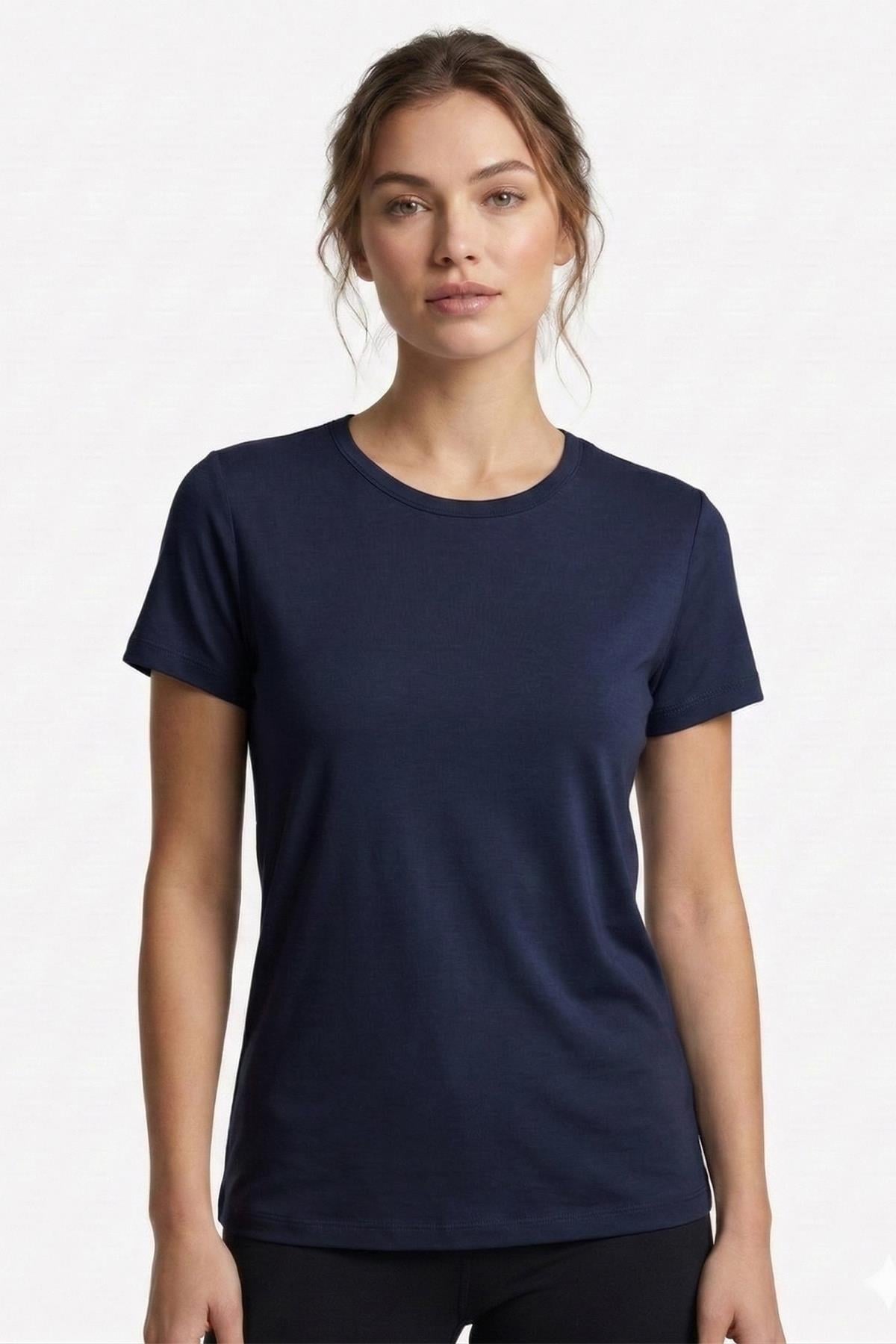 Kadın Lacivert Bambu T-Shirt 500