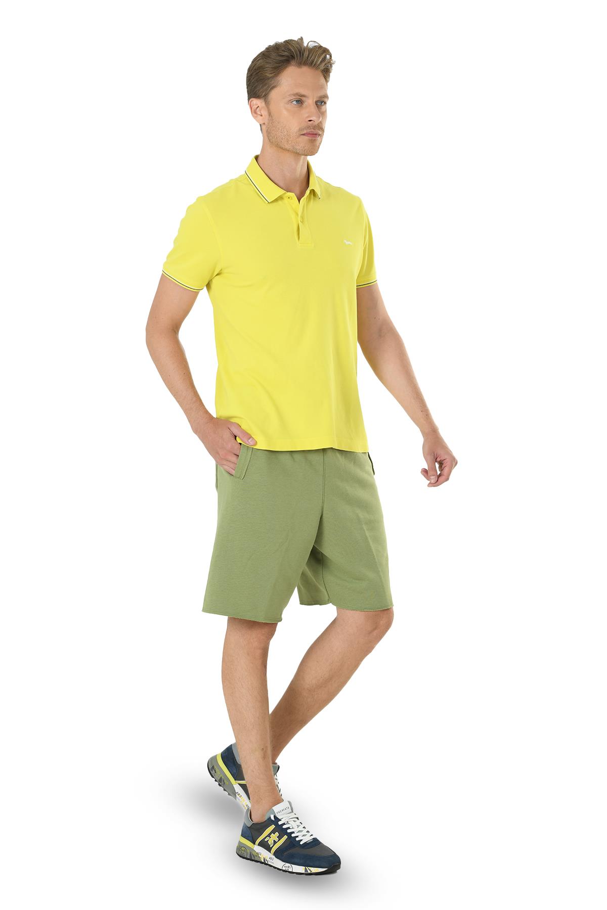 Erkek Sarı Polo Yaka 3 İplik Şortlu Takım 15124 | Jiber İç Giyim