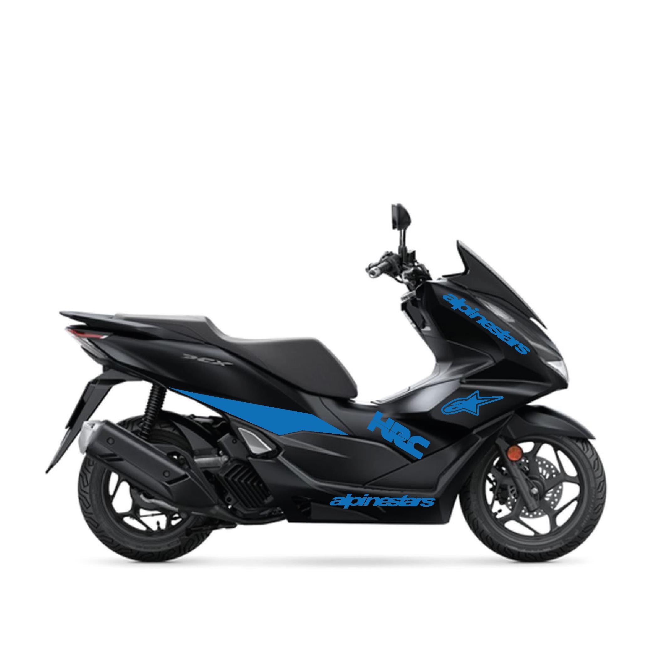 PCX Honda PCX 2021 - 2024 Uyumlu Evrensel Alpinestars Model Sticker Kaplama Etiket Modeli Mavi Renk