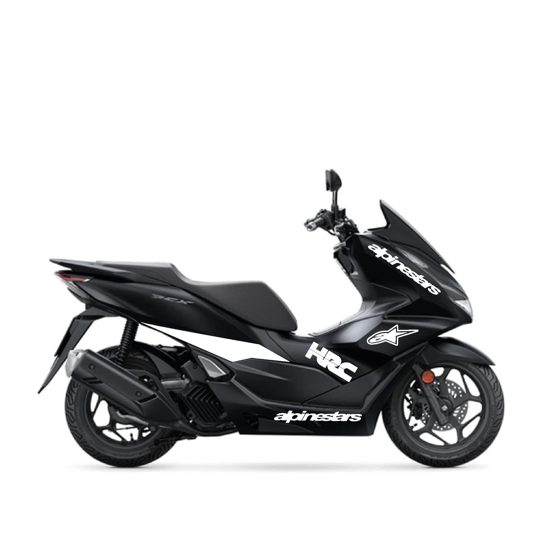 PCX Honda PCX 2021 - 2024 Uyumlu Evrensel Alpinestars Model Sticker Kaplama Etiket Modeli Beyaz Renk