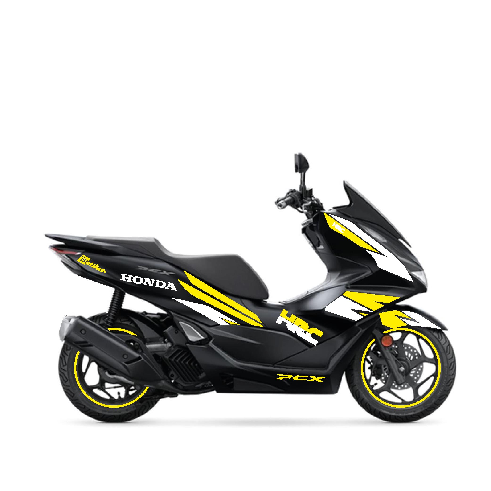 PCX Honda PCX 2021 - 2024 Uyumlu Evrensel HRC Model Sticker Kaplama Etiket Modeli Sarı - Beyaz Renk