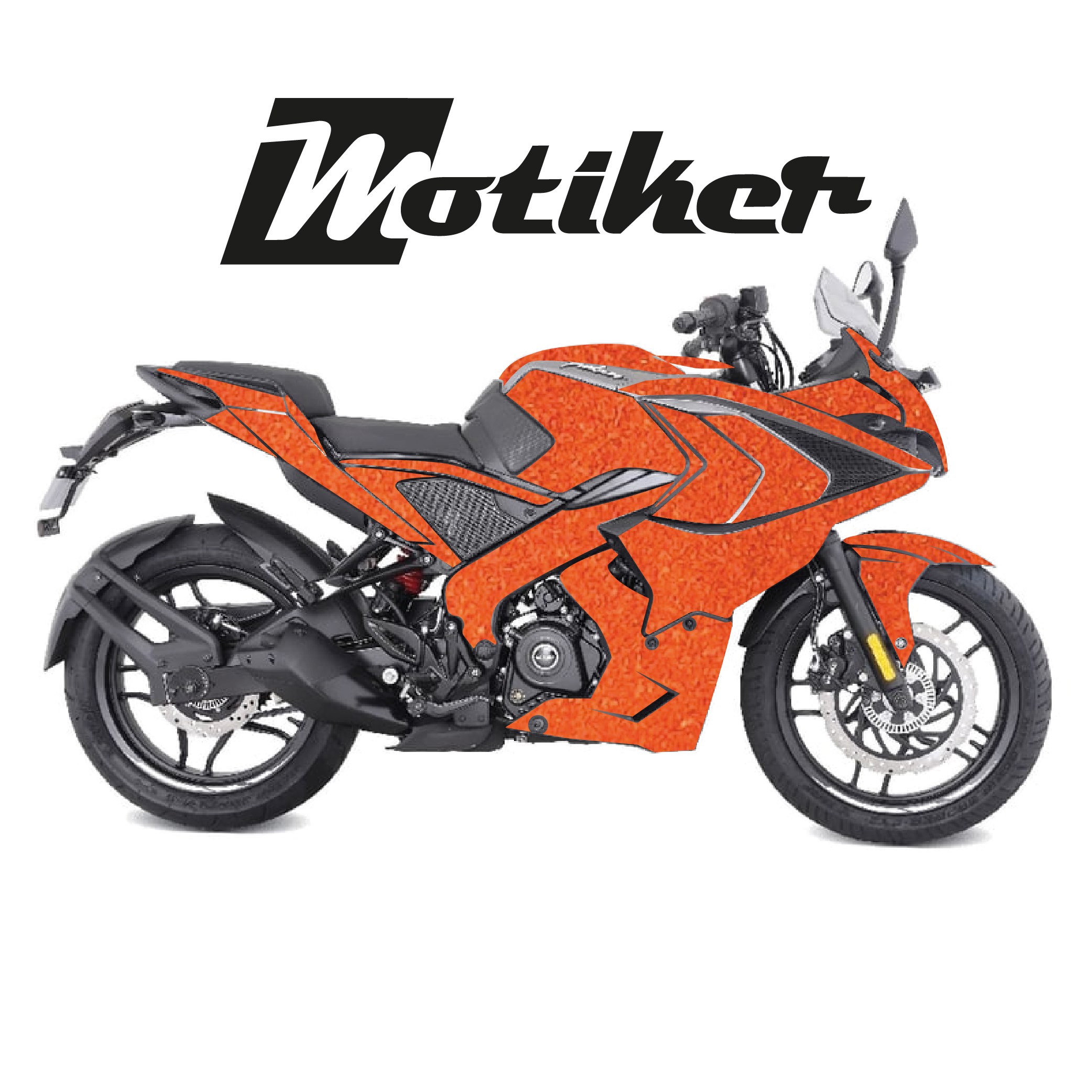 Bajaj Pulsar RS200 Açık Turuncu Parçalı Kaplama Tasarımı Sticker Etiket Modeli