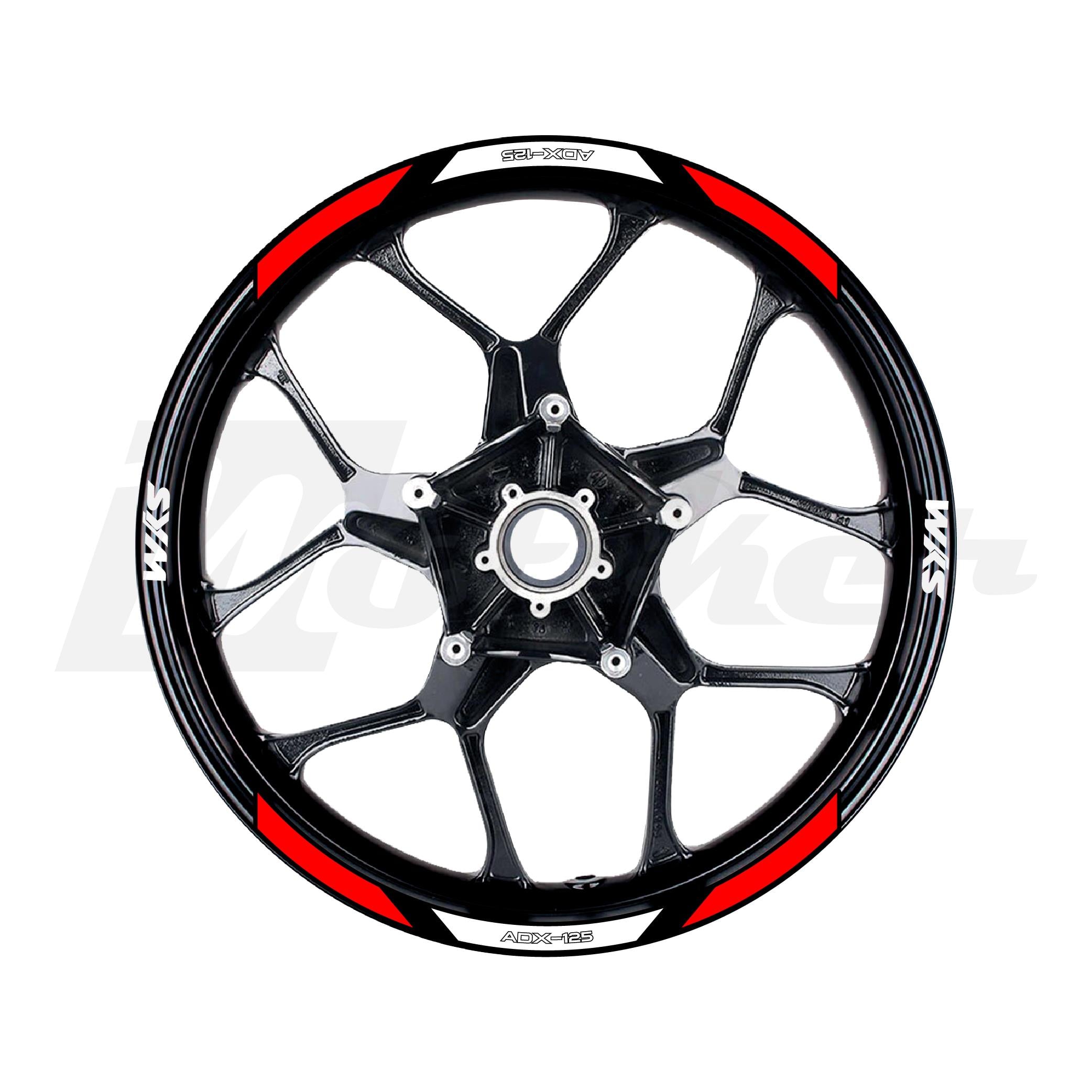 SYM ADX-125 Sticker Jant Dışı Kırmızı Beyaz Renkli Etiket Modeli Sticker