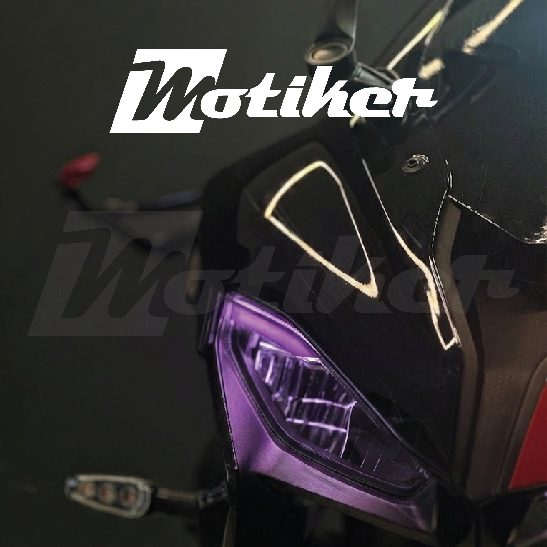 RKS QJ SRK125R Far Üstü Kaş Tasarım Mor Şeffaf Sticker Etiket Modeli