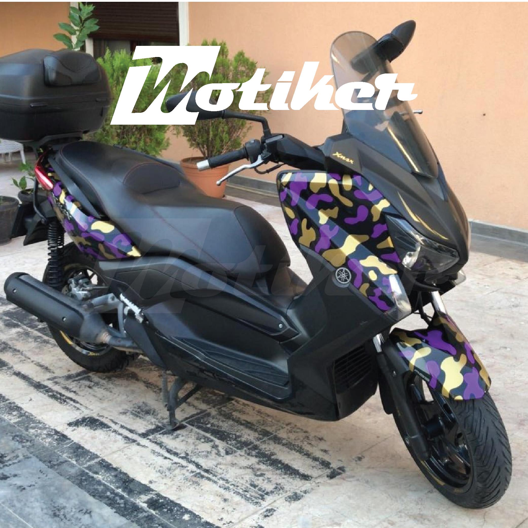 Motosiklet Kamuflaj Mor Gold Evrensel Takim Sticker Modeli