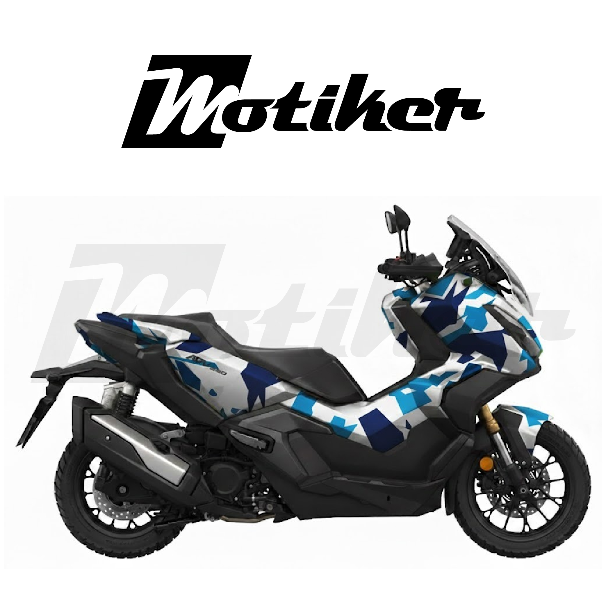 Honda ADV 350 Adventure Kamuflaj Tasarımı Lacivert Mavi Sticker Etiket Modeli