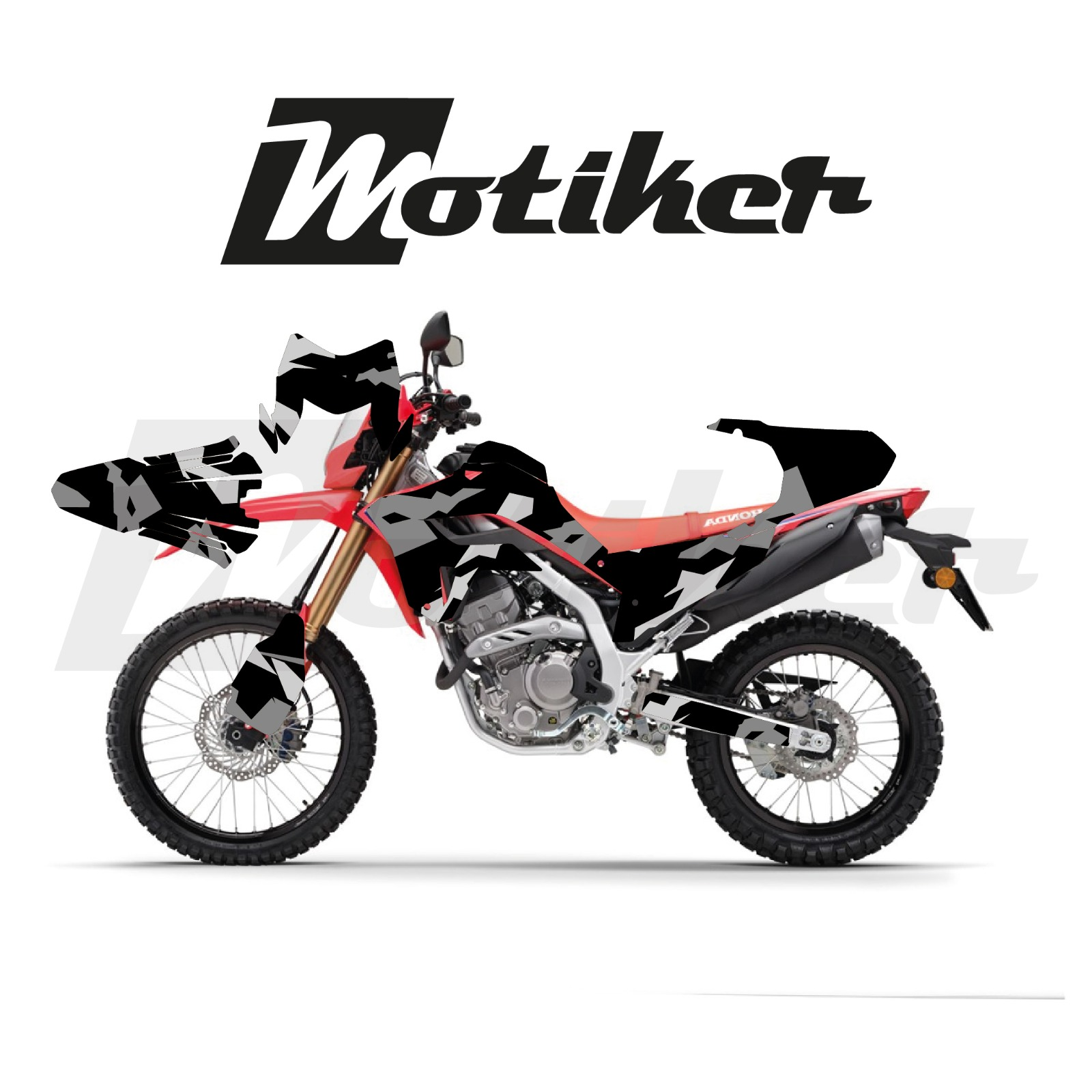 Honda CRF 250L 2021-2026 Model Adventure Kamuflaj Siyah Gri Tasarımı Sticker Etiket Modeli  