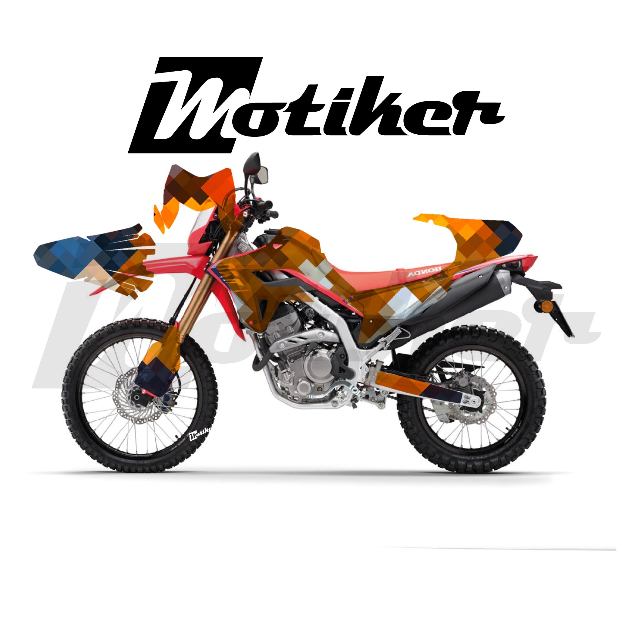 Honda CRF250L Parçalı Kaplama Sticker Etiket Modeli Piksel Mozaik Desen 25 (MTK9386)