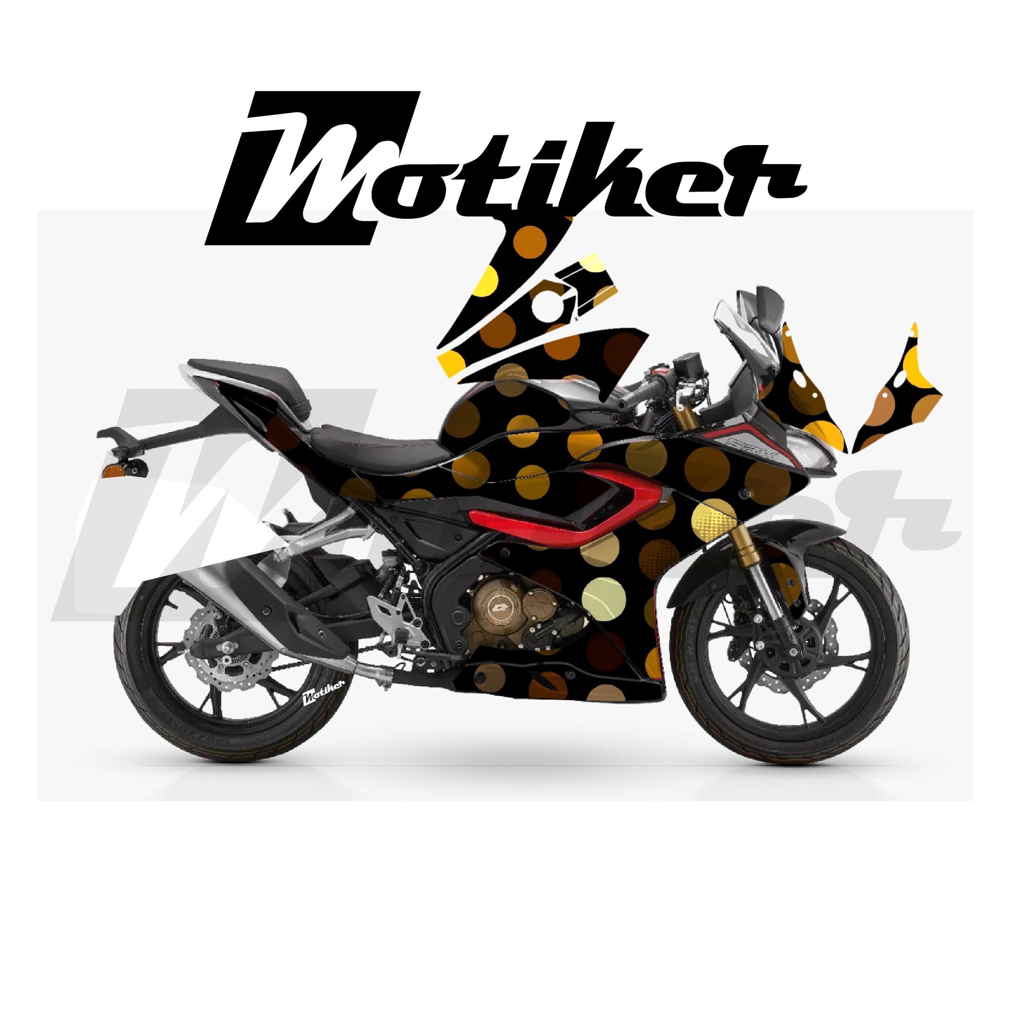 RKS SRK 125R Parçalı Kaplama Sticker Etiket Modeli Altın Noktalar Desen 15 (MTK9376)