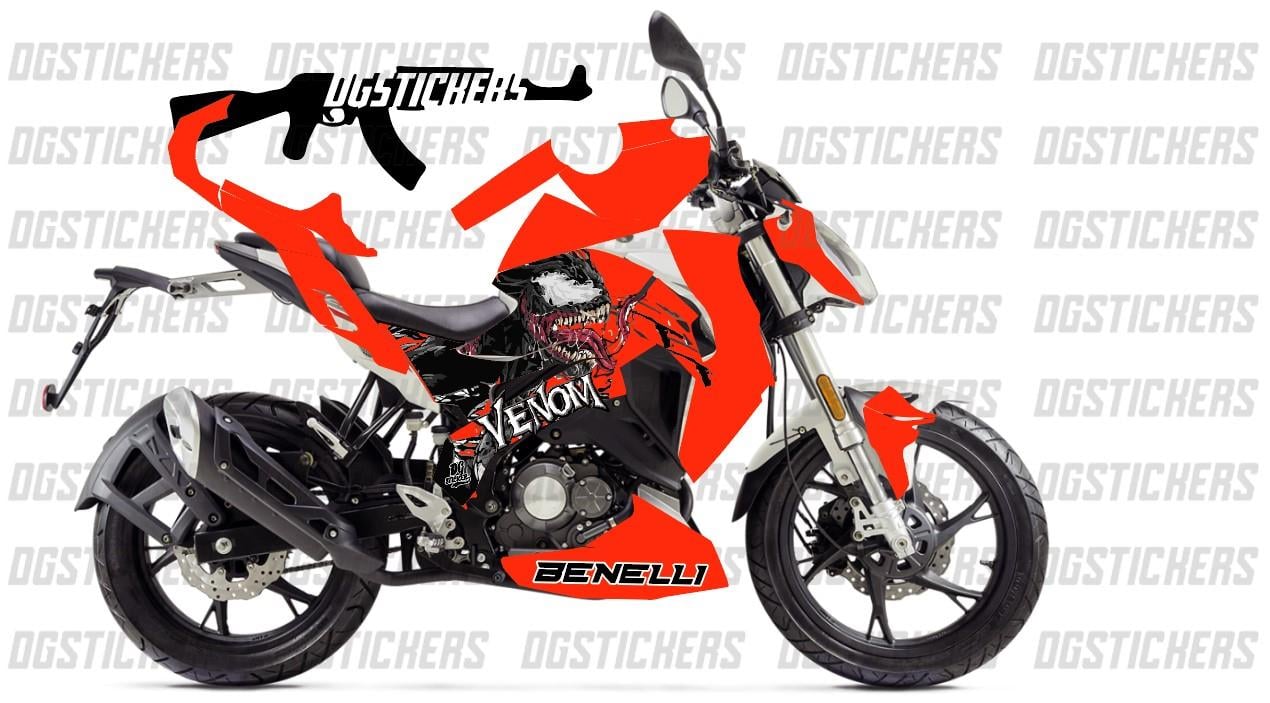 Benelli 125S Venom Kırmızı Tasarım Sticker Etiket Modeli