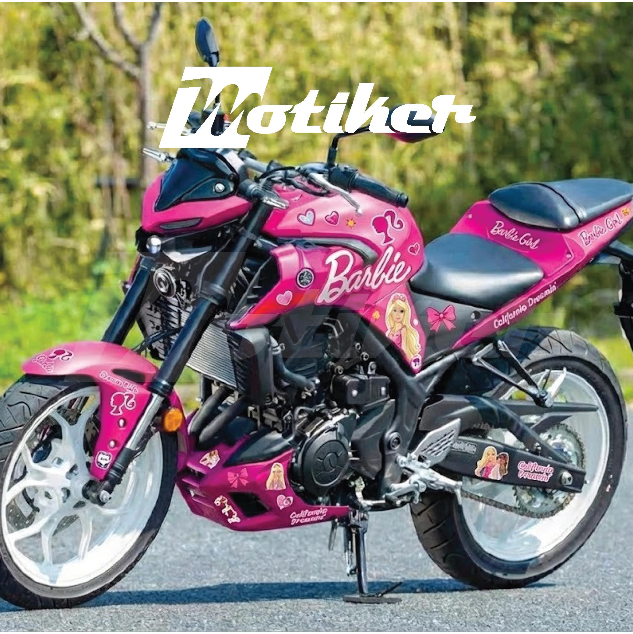 Yamaha MT-25 Pembe Barbie Tasarım Sticker Etiket Modeli