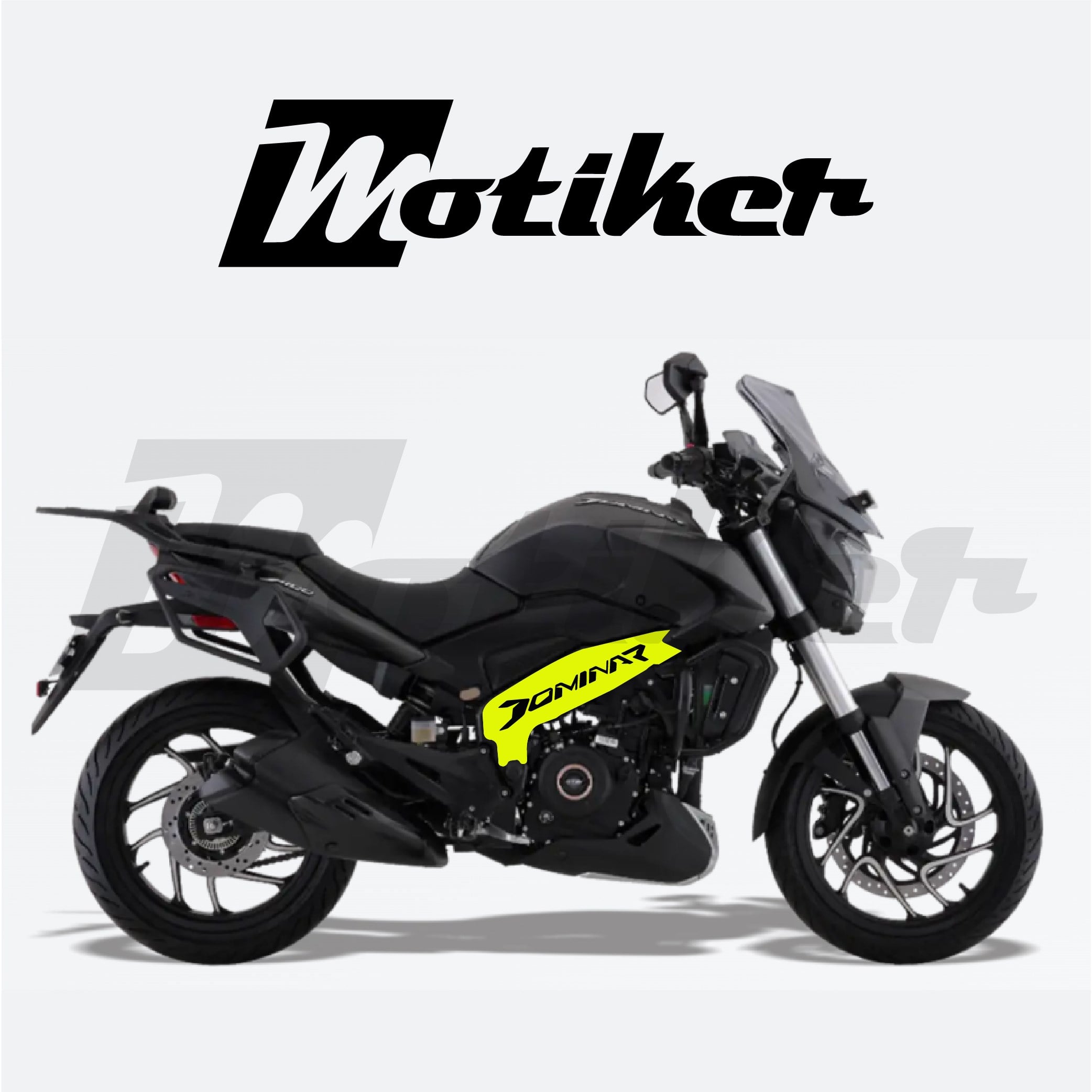 Bajaj Dominar 400 Orta Şase Neon Sarı Dominar Yazı Tasarımlı Sticker Etiket Modeli