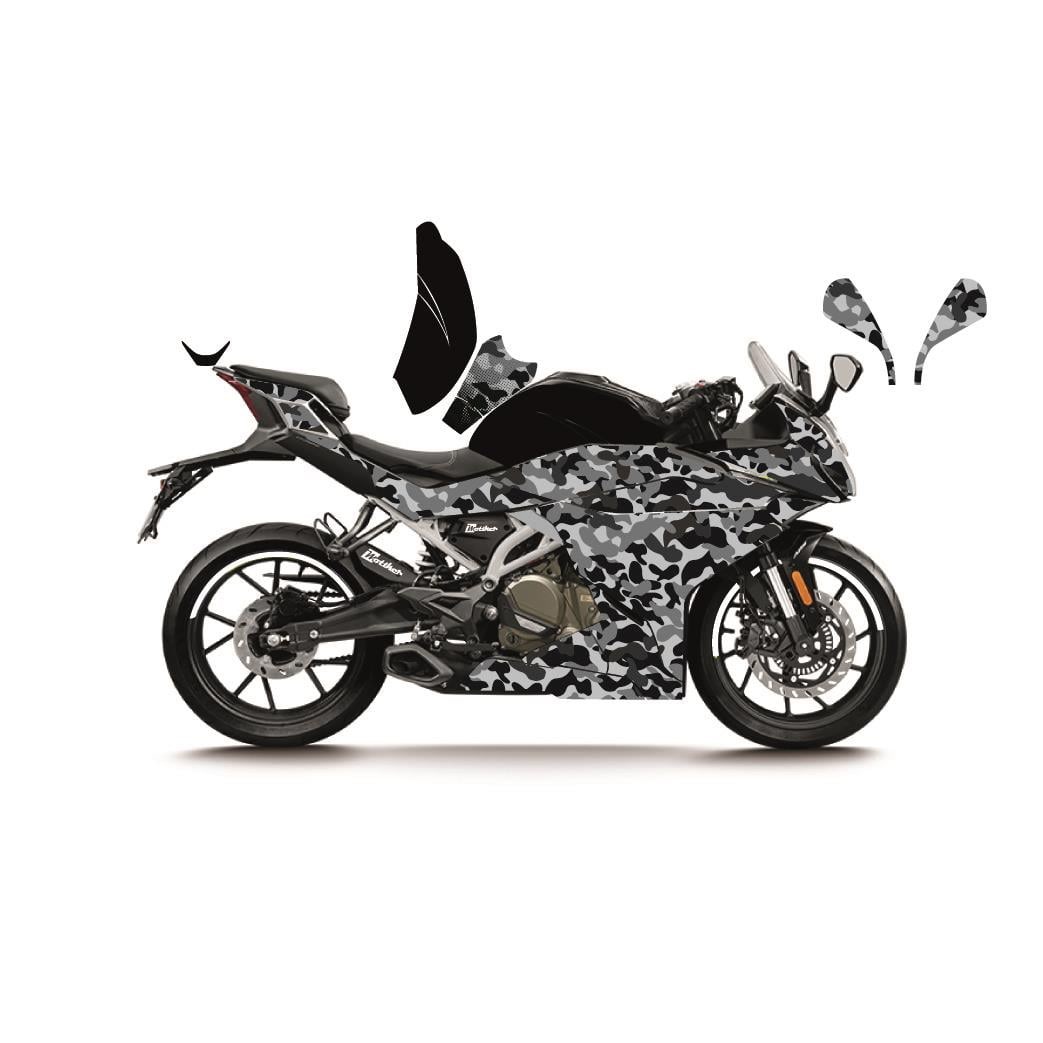 CFMOTO 250SR KAMUFLAJ (CAMOUFLAGE) MODEL PARÇALI MOTOSIKLET KAPLAMA STICKER ETIKET MODELI
