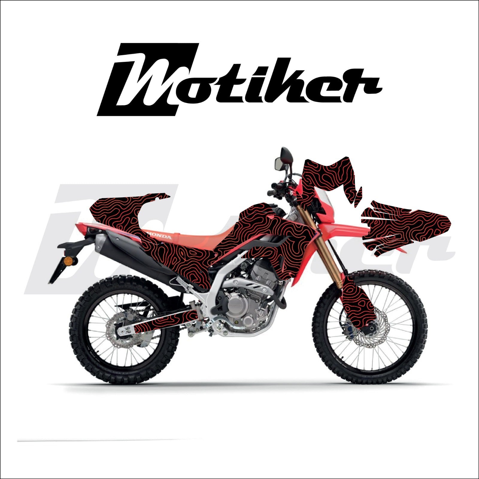 Honda CRF 250L 2025-2026 Model Izohips Tasarımlı Sticker Etiket Modeli Siyah Zemin