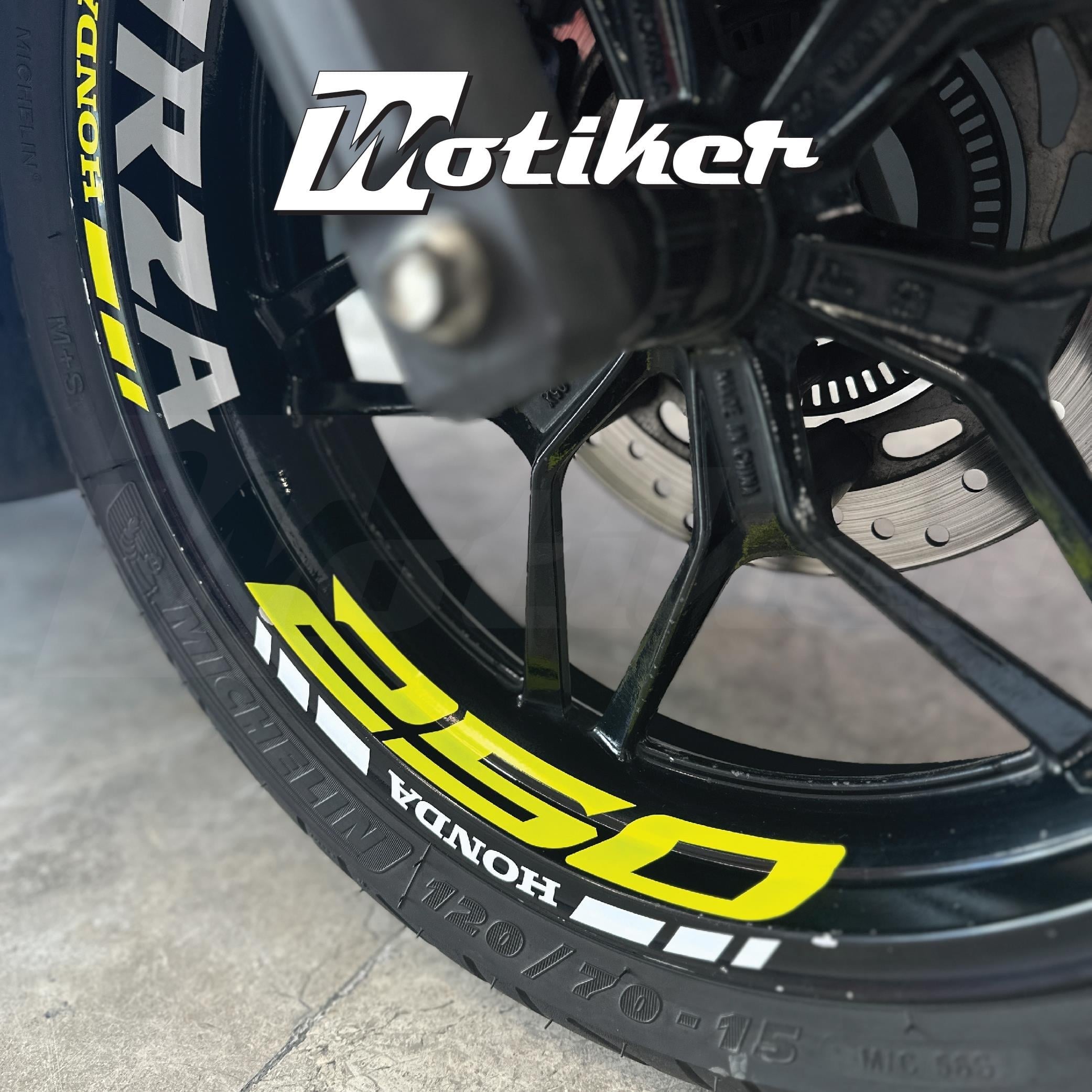 HONDA FORZA 250 Jant İç & Dış Neon Sarı ve Beyaz Sticker Etiket Modeli Set