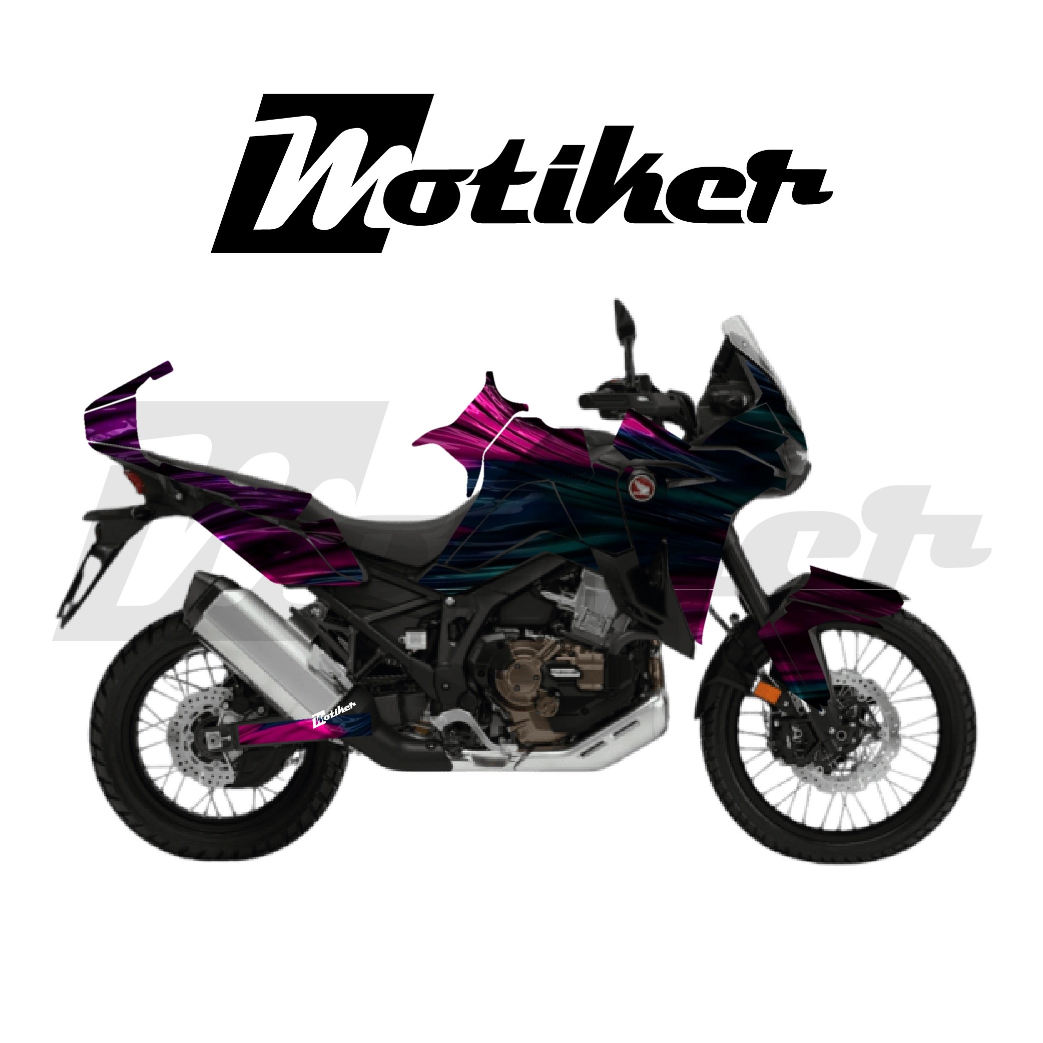 HONDA AFRICA TWIN CRF 1100 L 2020-2023 Parçalı Kaplama Sticker Etiket Modeli Sıvı Metal Desen 14 (MTK9375)