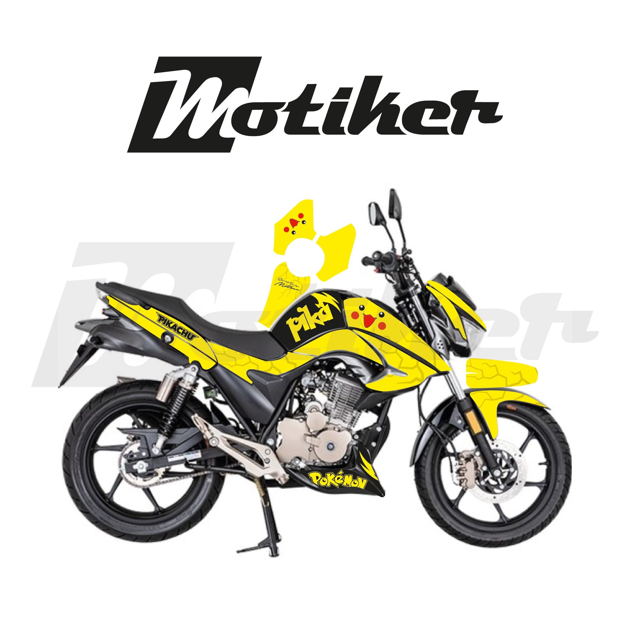 Mondial Drift L Pikachu Tasarımı Parçalı Kaplama Sticker Etiket Modeli