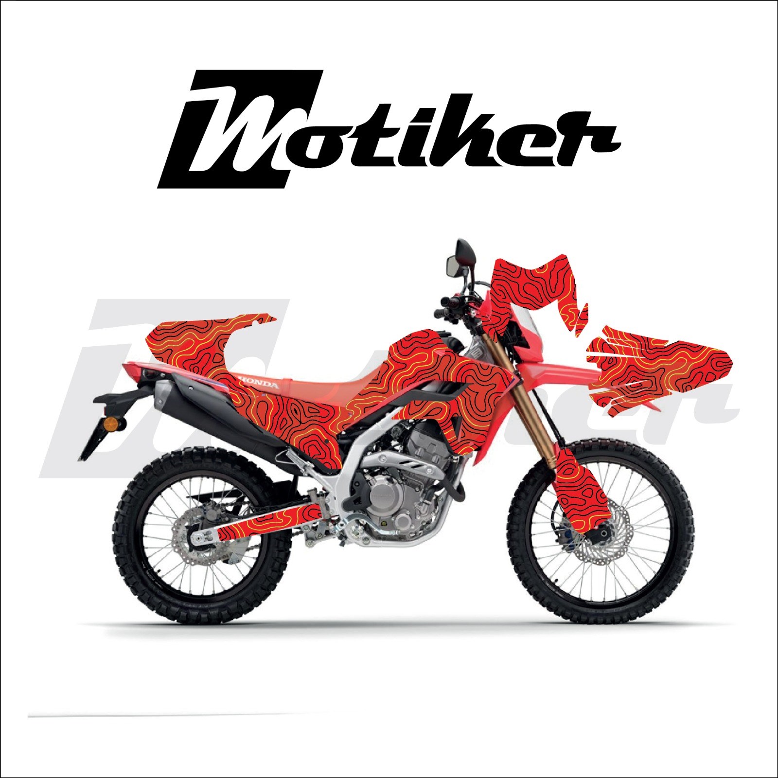 Honda CRF 250L 2025-2026 Model Izohips Tasarımlı Sticker Etiket Modeli Kırmızı Zemin