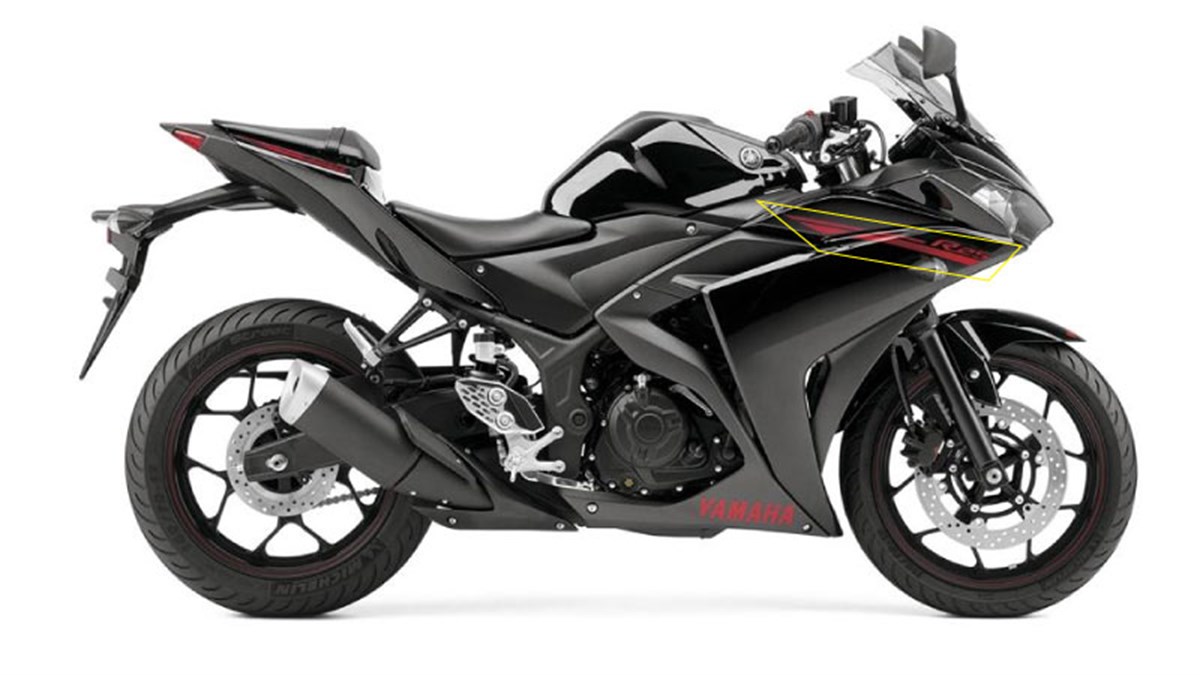 2015 Yamaha r250 Siyah Sağ Yan Grenaj Sticker Etiket Modeli