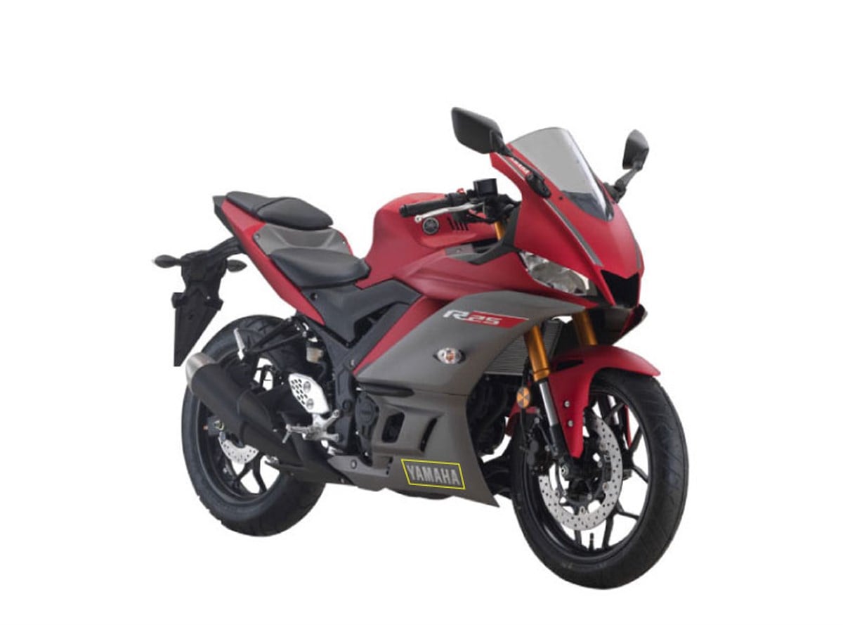2019 Yamaha YZF R25 Kırmızı Sağ Alt Sakal  Grenaj Sticker Etiket Modeli