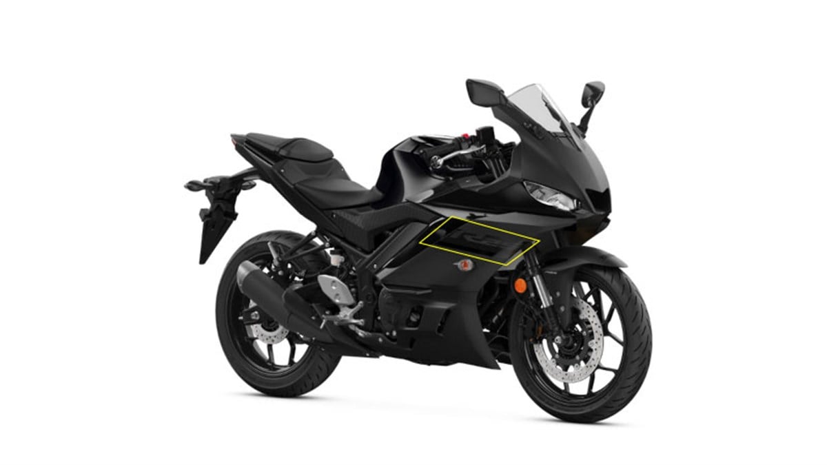 2020 Yamaha YZF R25 Siyah Sol Yan Grenaj Sticker Etiket Modeli