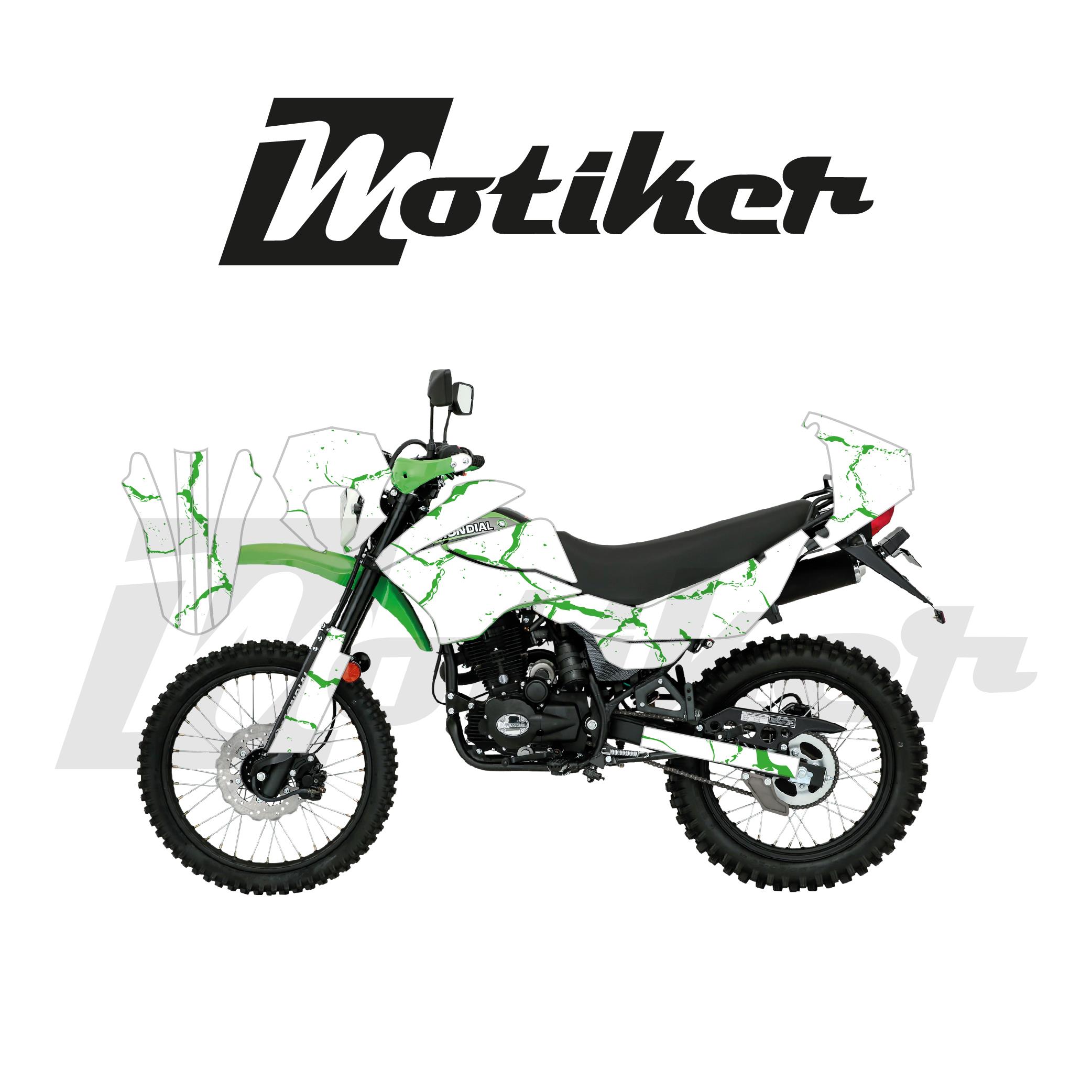 Mondial 2016-2022 Model X-Treme Max 200İ Beyaz Zemin Üstüne Yeşil Şimşek Tasarımı Sticker Etiket Modeli