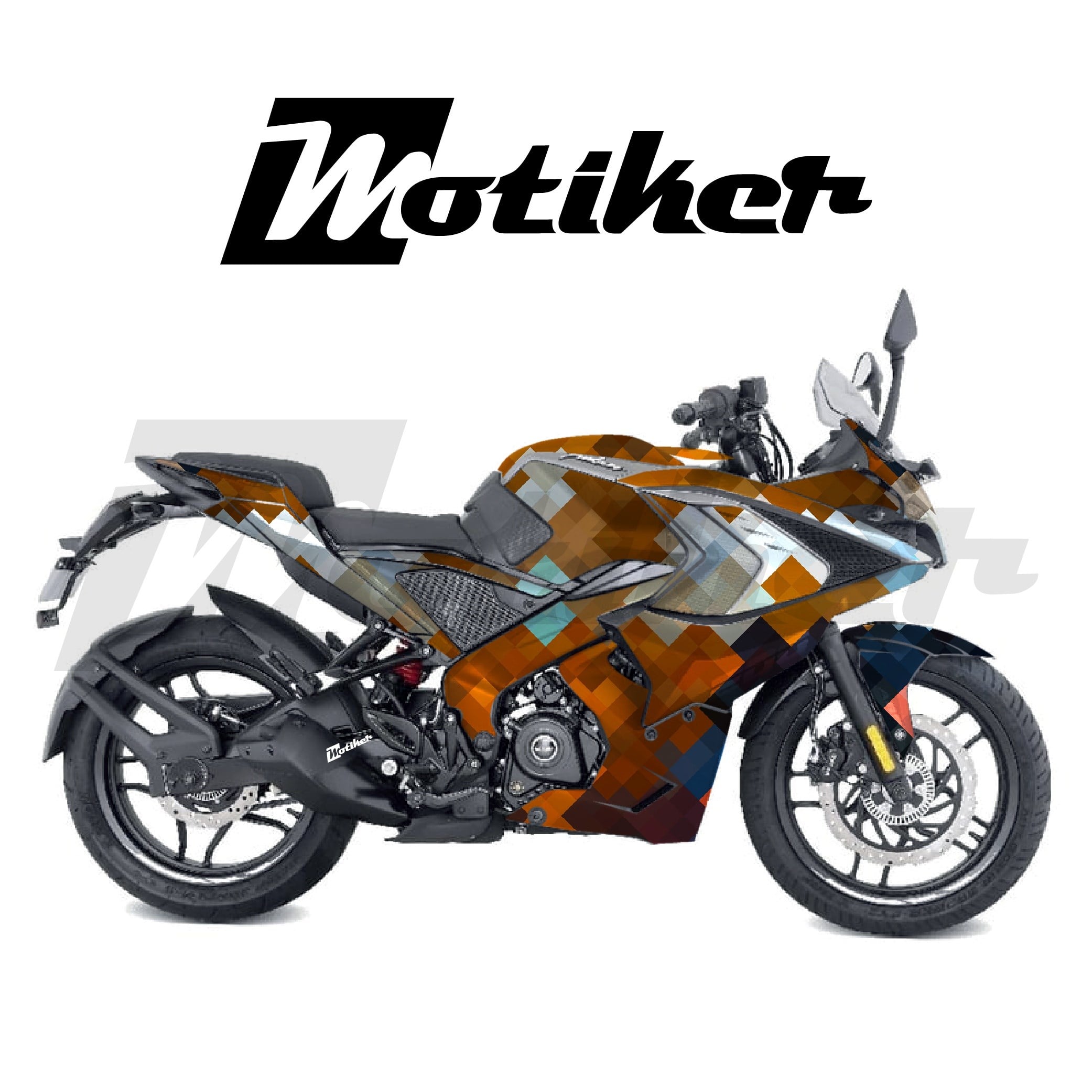 Bajaj RS200 Parçalı Kaplama Sticker Etiket Modeli Piksel Mozaik Desen 25 (MTK9386)