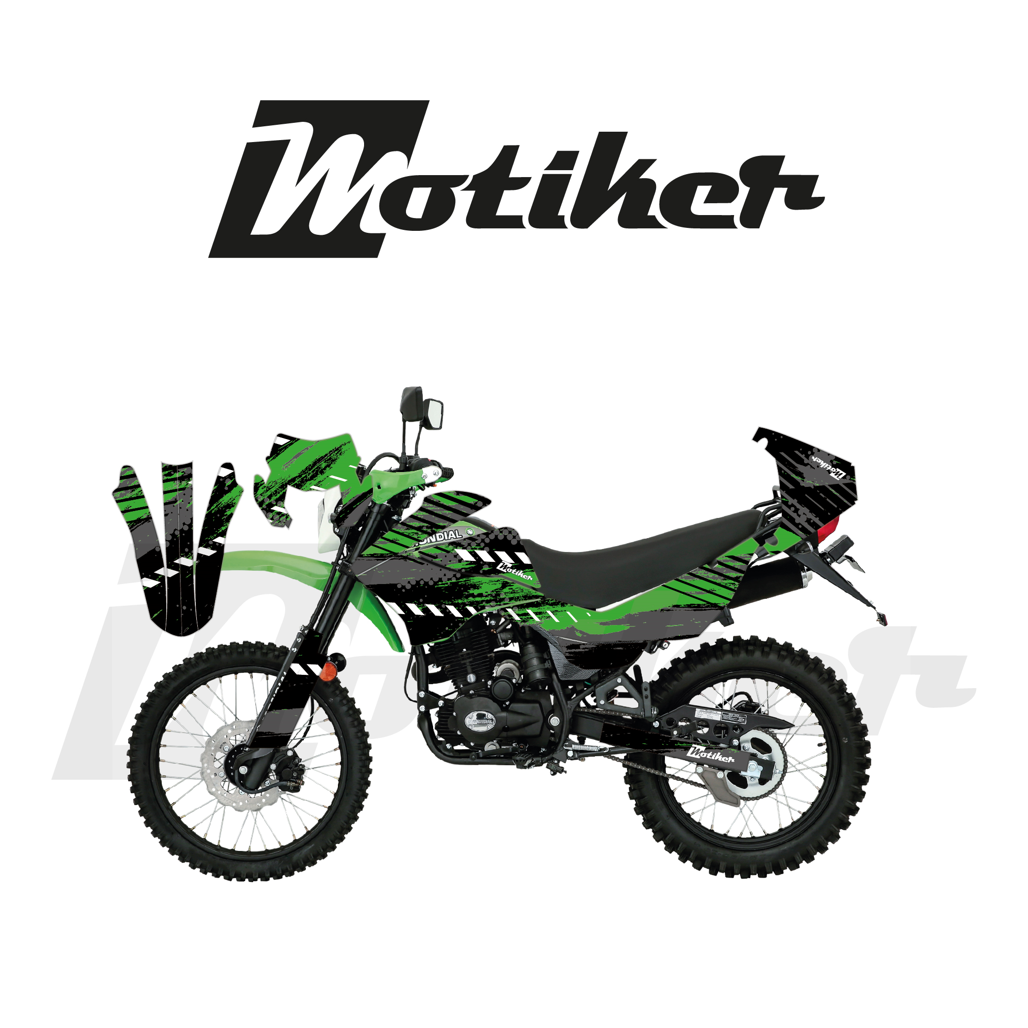 Mondial 2022-2026 Model X-Treme Max 200İ Racing Sport Yeşil Zemin Üstü Siyah Tasarımı Sticker Etiket Modeli