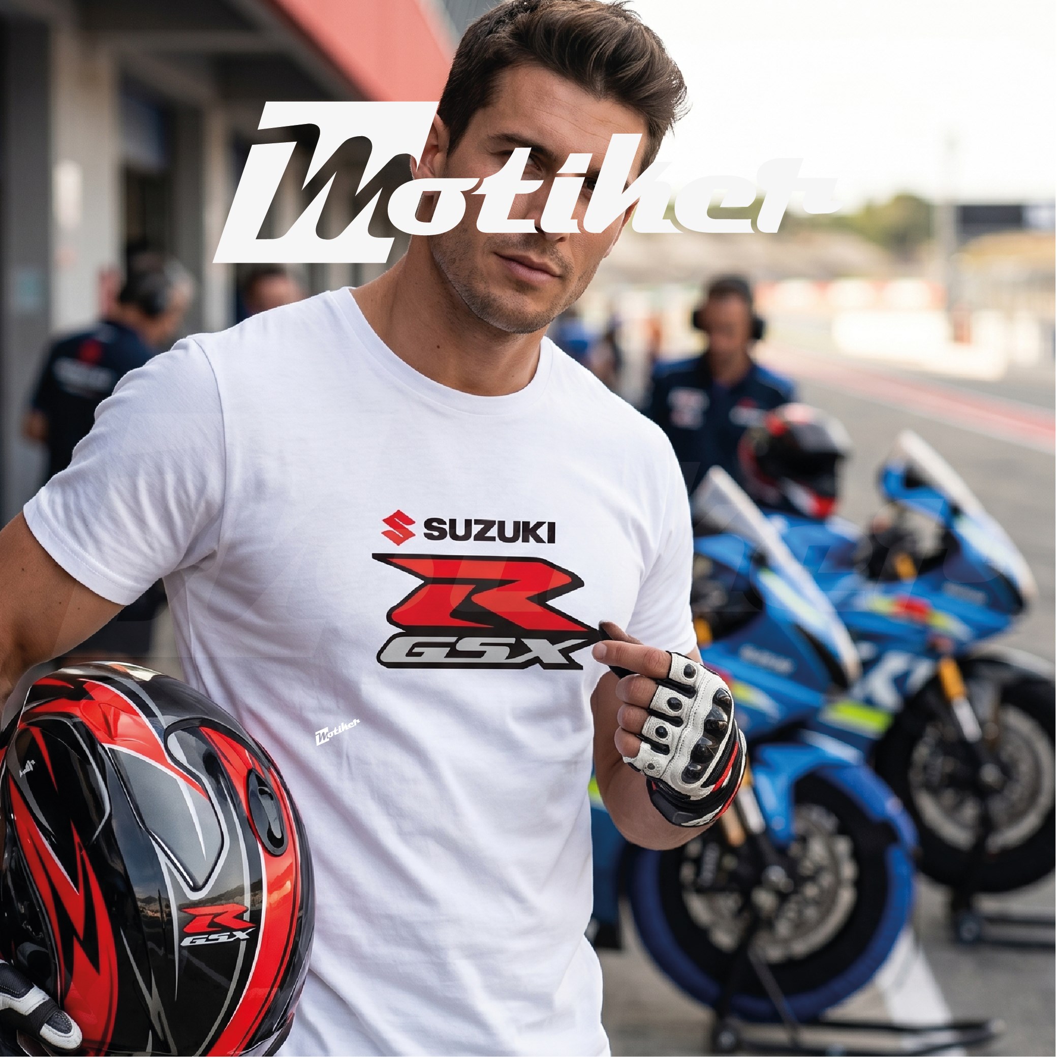 Suzuki R GSX Baskılı Tshirt Modeli Beyaz