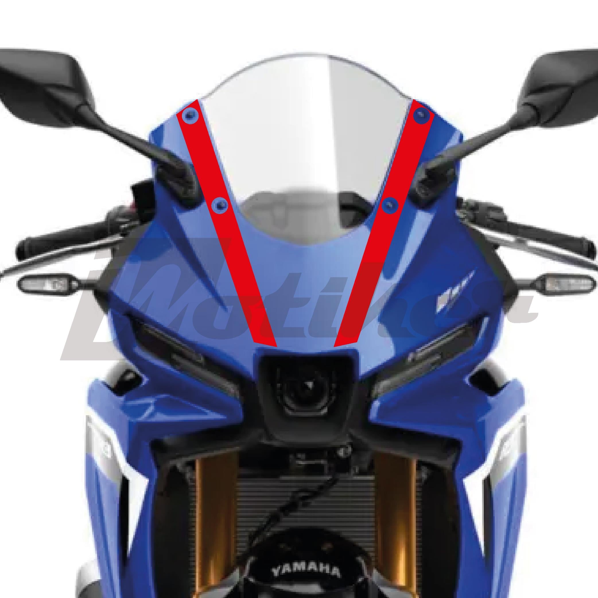 Yamaha YZF-R25 2025-2026 Model Ön Kafa Stıcker Etiket Model 4 Kırmızı