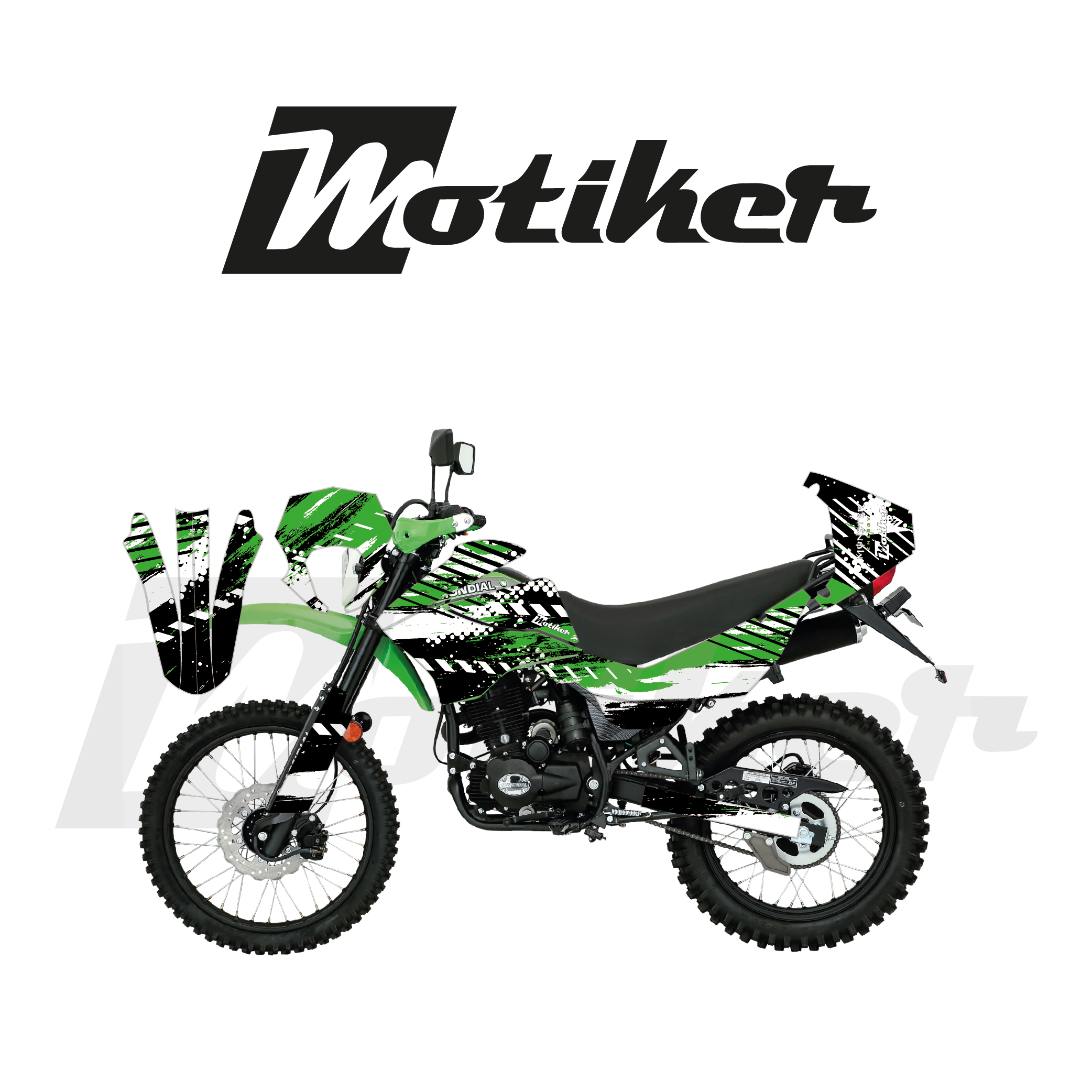 Mondial 2016-2022 Model X-Treme Max 200İ Racing Sport Yeşil Siyah Üstü Beyaz Tasarımı Sticker Etiket Modeli