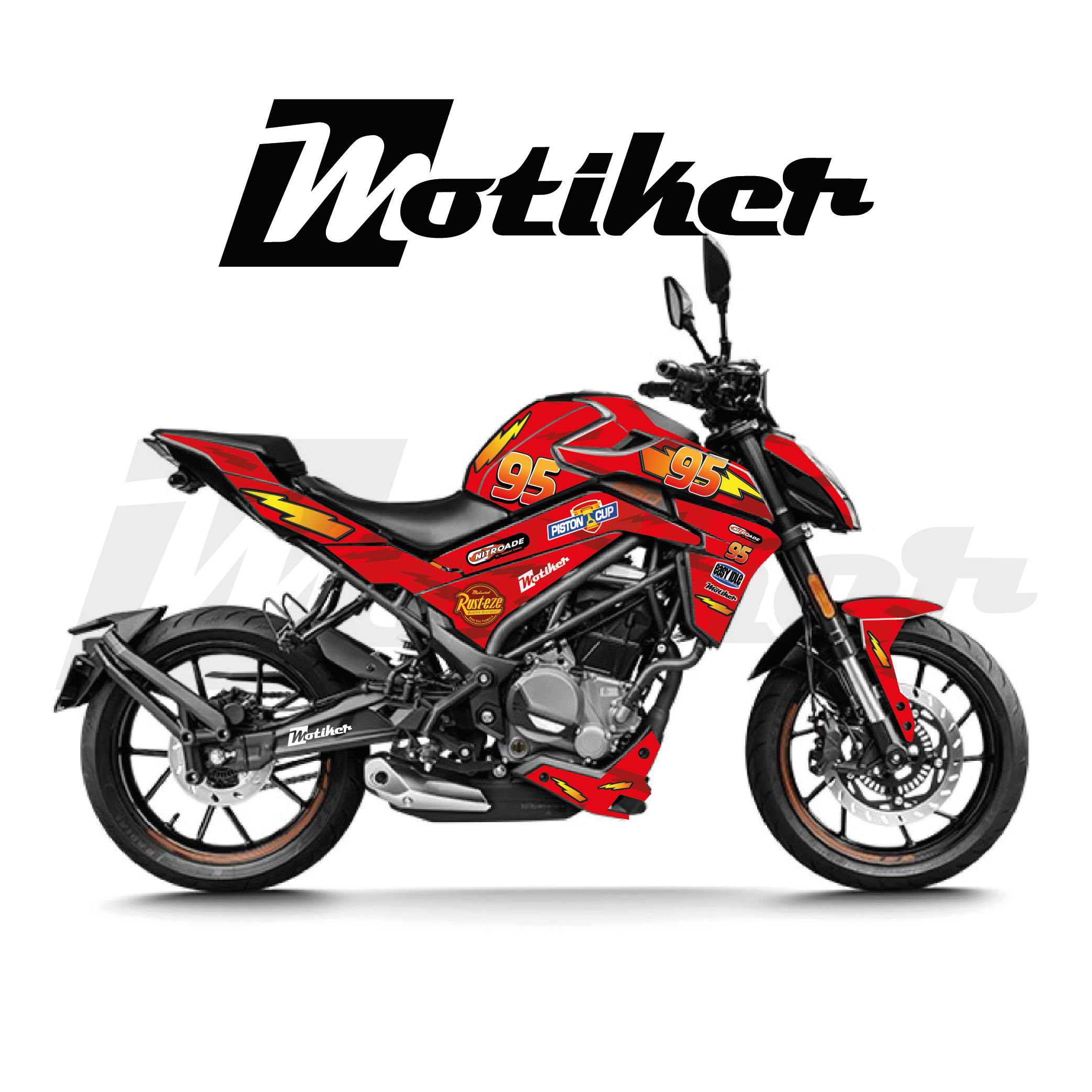 CF MOTO NK250 2023 - 2026 Model Şimşek McQueen Tasarımı Sticker Etiket Modeli