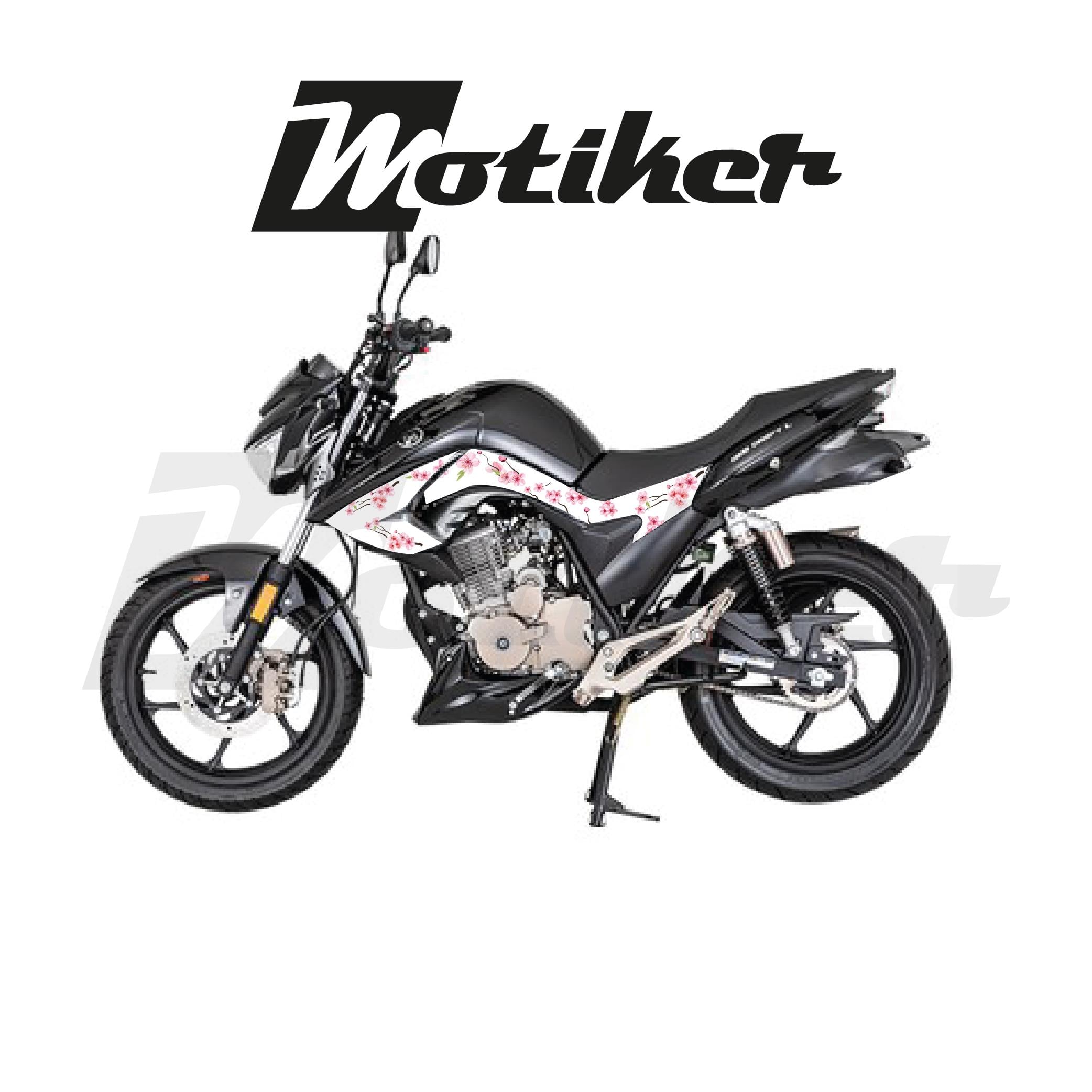 Mondial Drift L Orta Şase ve Ön Grenaj Beyaz Zemin Üzerine Pembe Sakura Çiçeği Sticker Etiket Kaplama Modeli