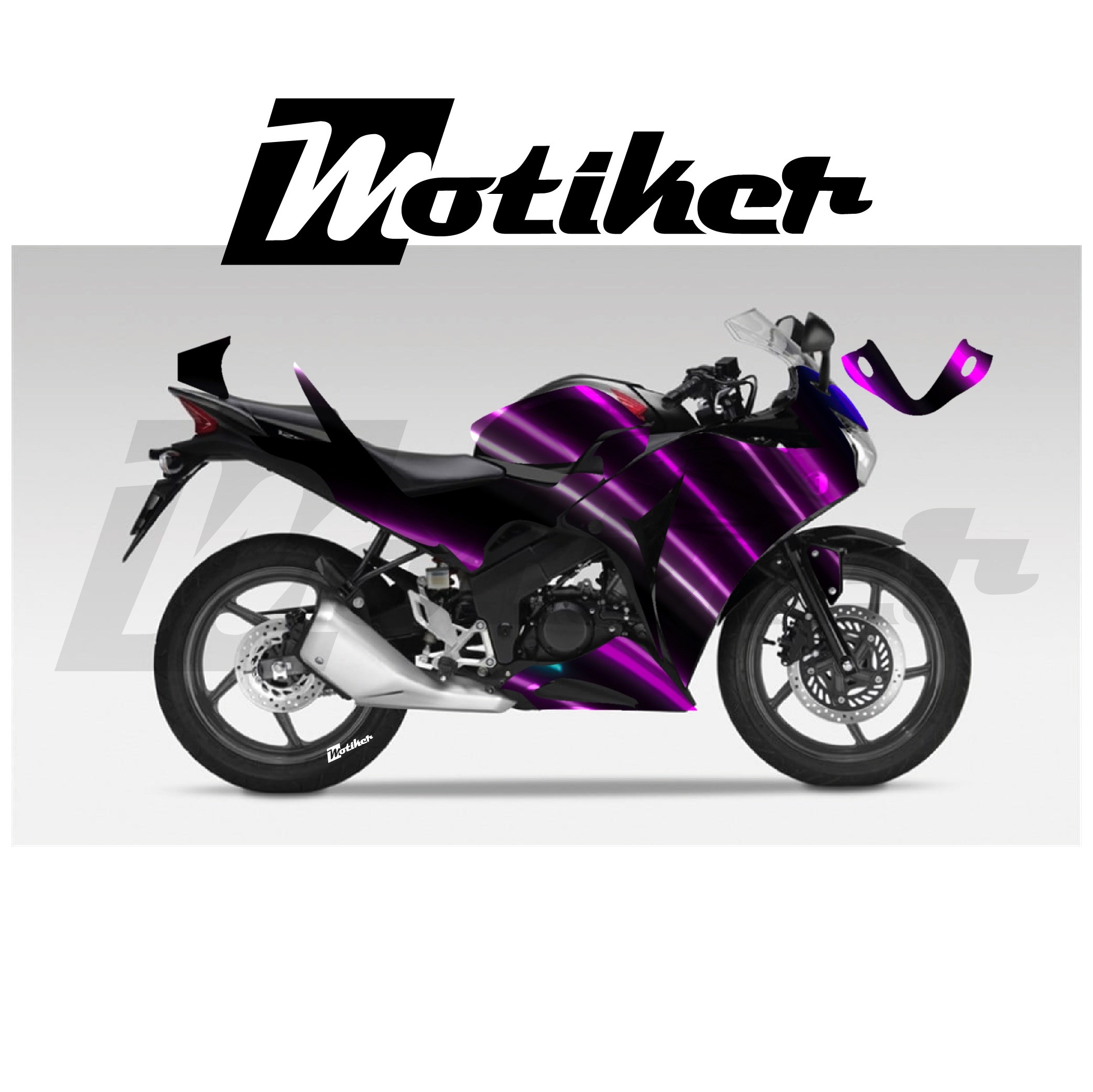 Honda CBR 125R Parçalı Kaplama Sticker Etiket Modeli Işıklı Dalgalar Desen 24 (MTK9385)