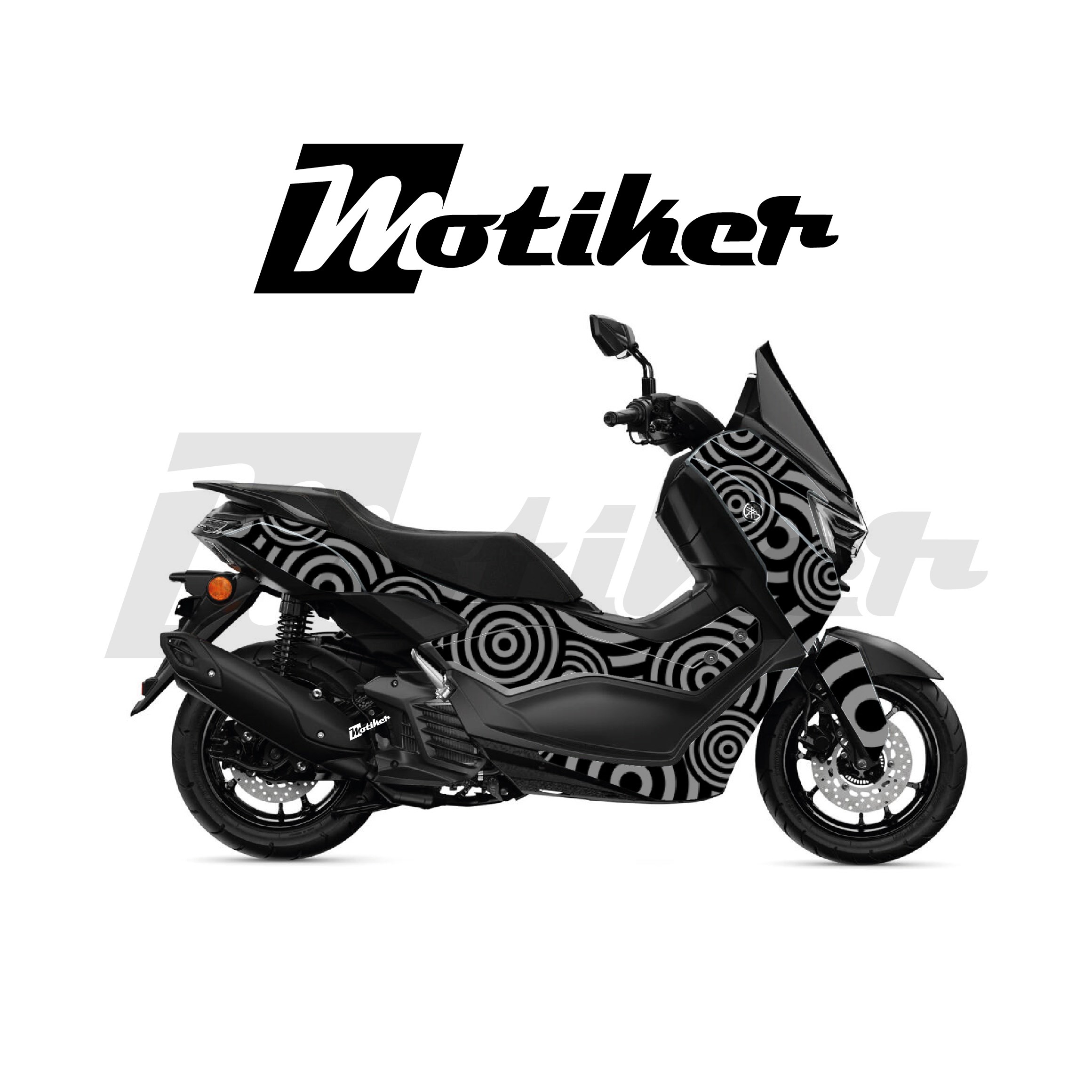 Yamaha NMAX 2025 Parçalı Kaplama Sticker Etiket Modeli Dairesel Motif Desen 21 (MTK9382)