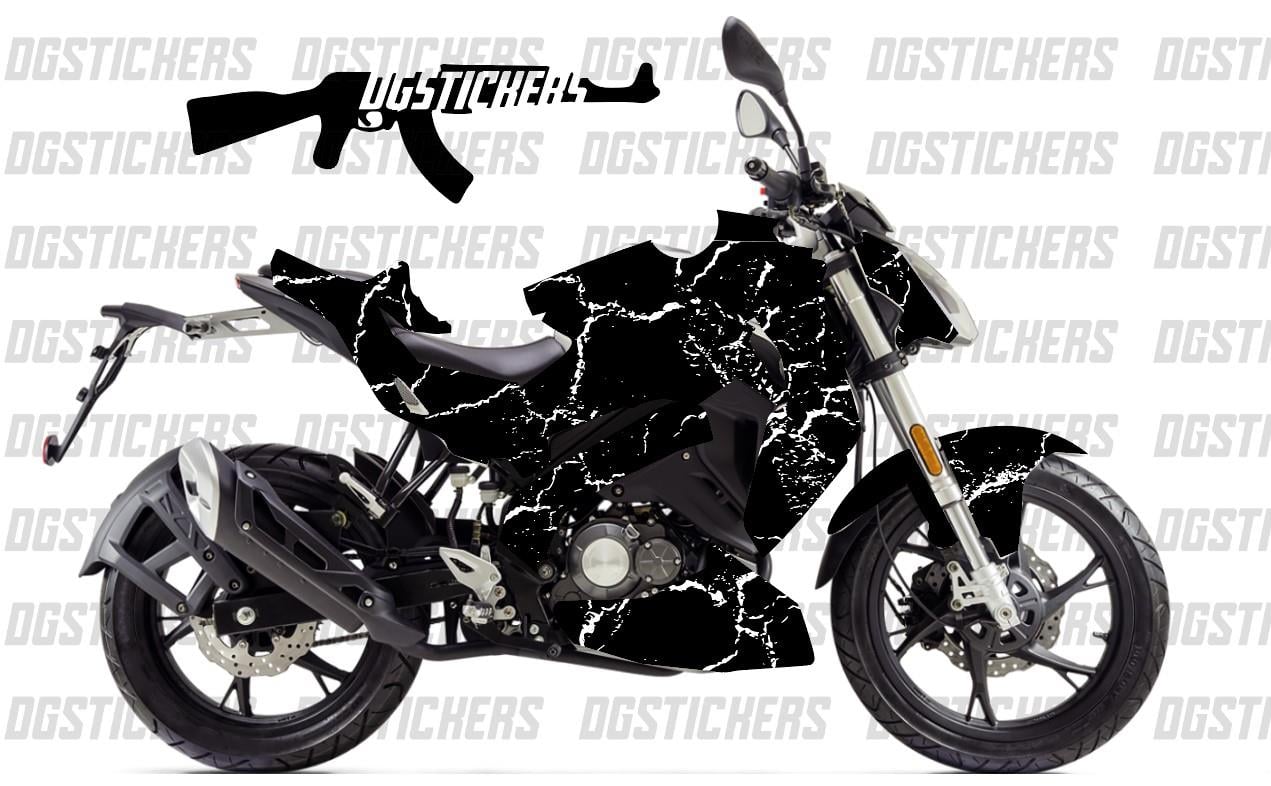 Benelli 125s Şimşek Beyaz Tasarım Sticker Etiket Modeli