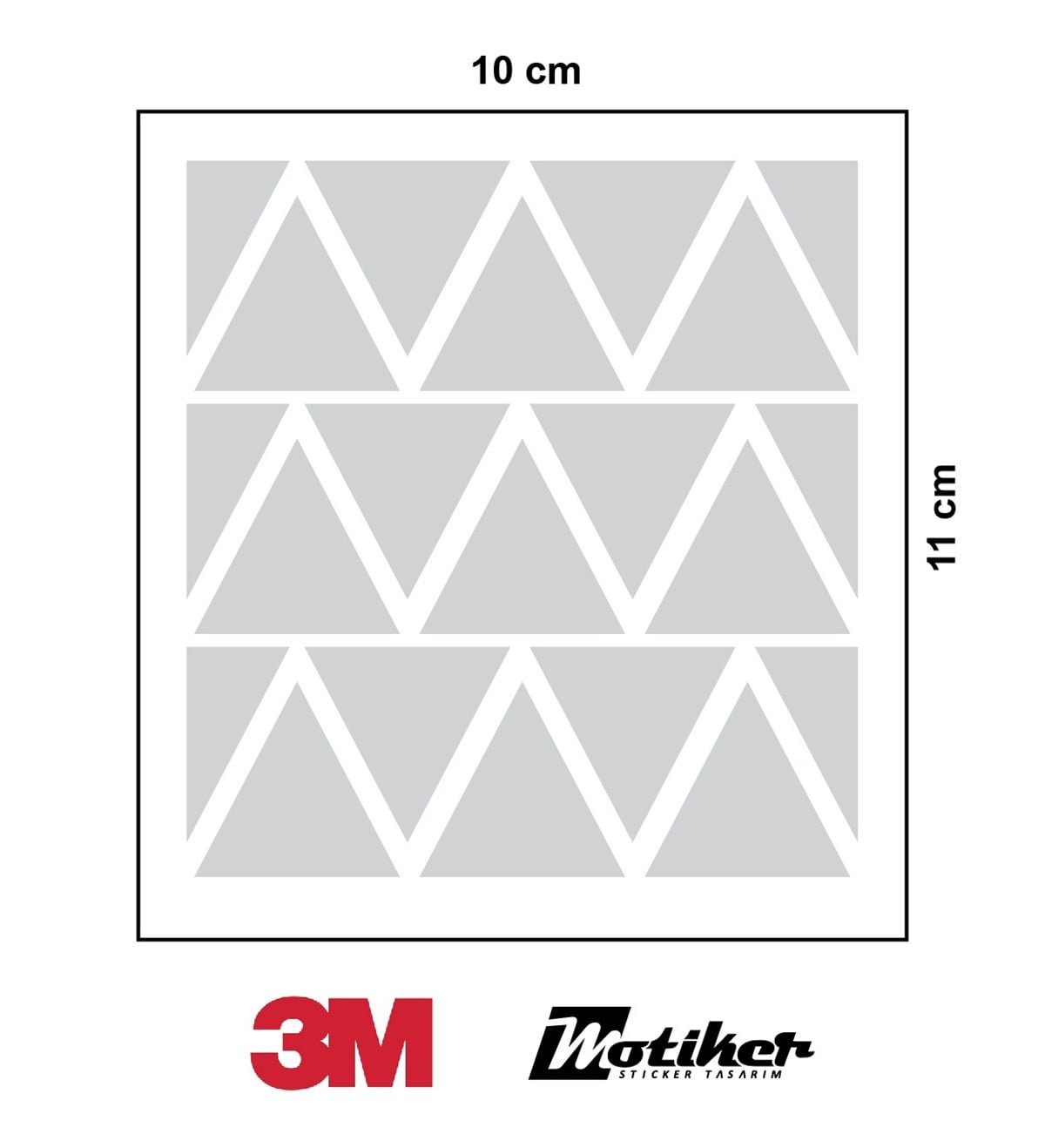 3M Gri Reflective (Reflektif) 21'li Üçgen Sticker Etiket Modeli